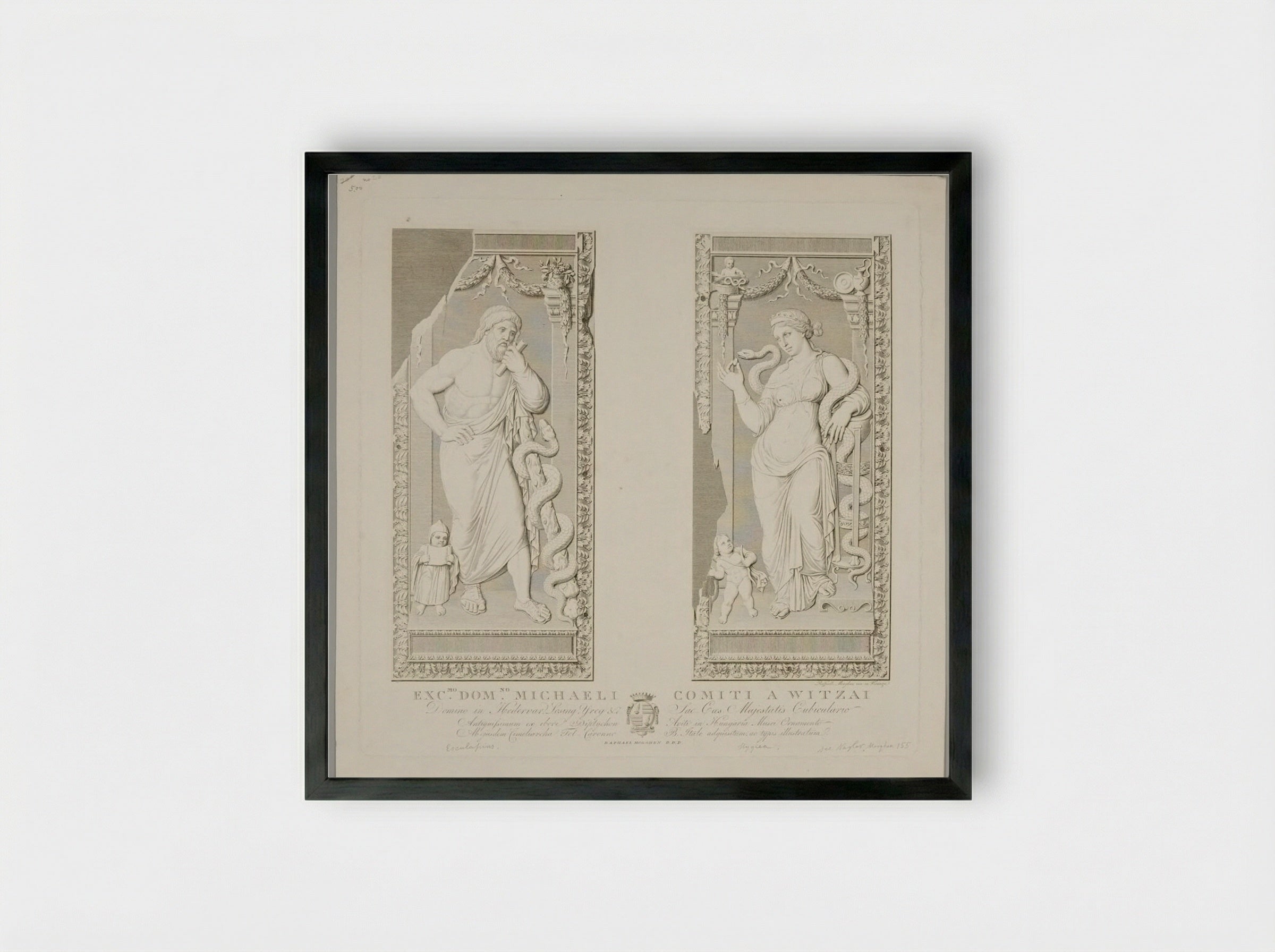 Aesculapius and Hygieia - Raphael Morghen - Framed Print Black