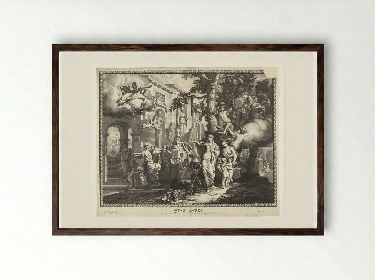 Aetas Aurea (The Golden Age) - Abraham Bloteling - Framed Print Dark Wood