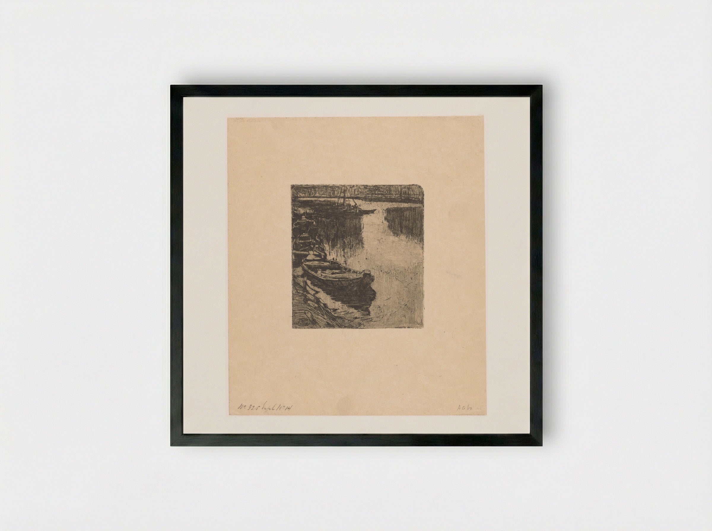 Afgemeerde roeiboten - Pieter Dupont - Framed Print Black