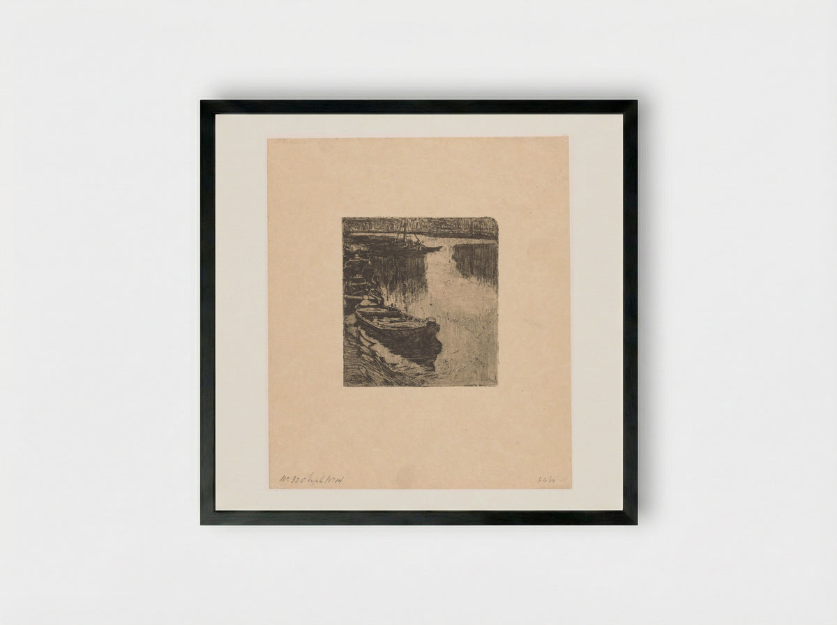 Afgemeerde roeiboten - Pieter Dupont - Framed Print Black