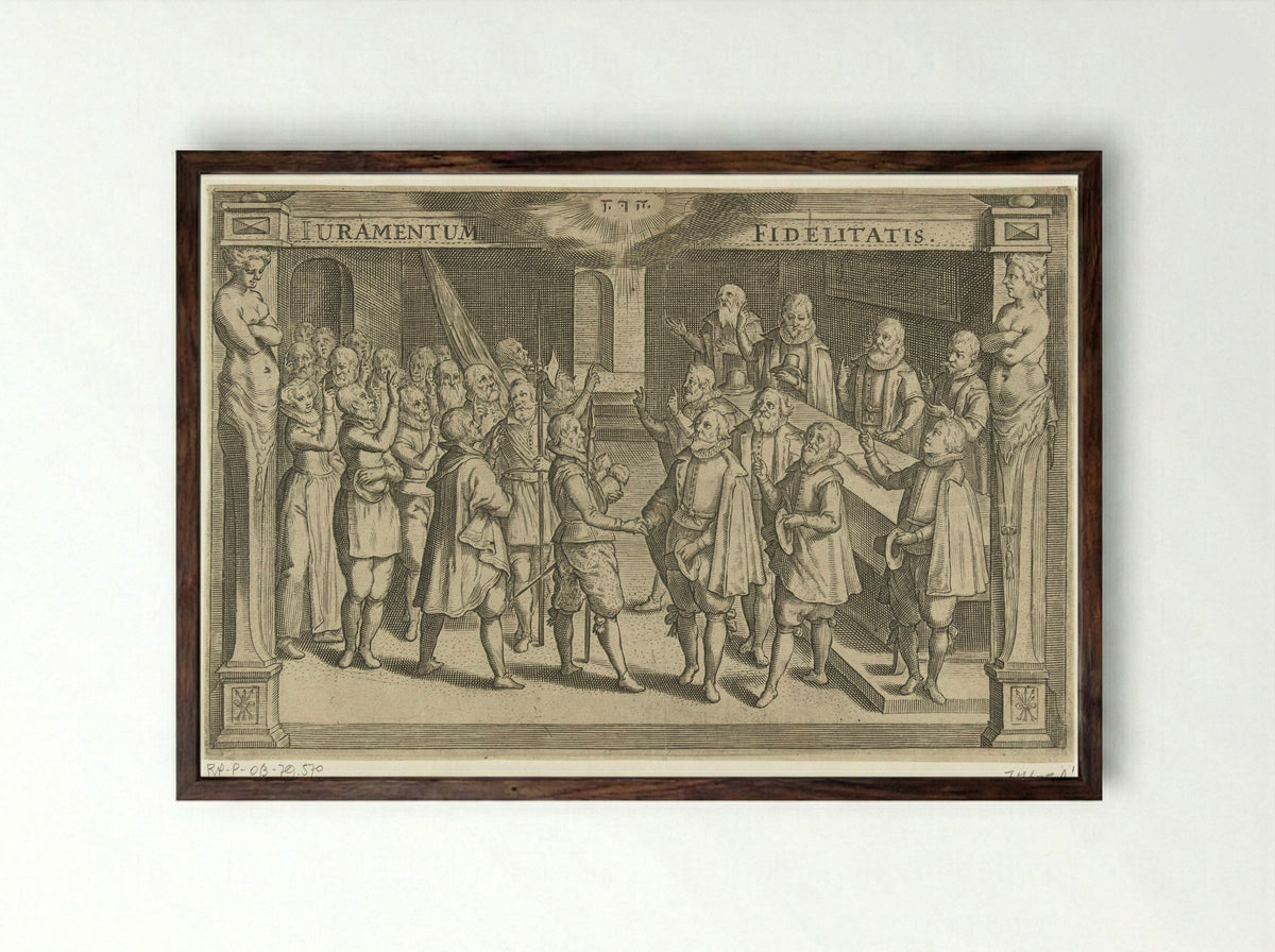 Afleggen van de eed van getrouwheid - Willem de Haen - Framed Print Dark Wood