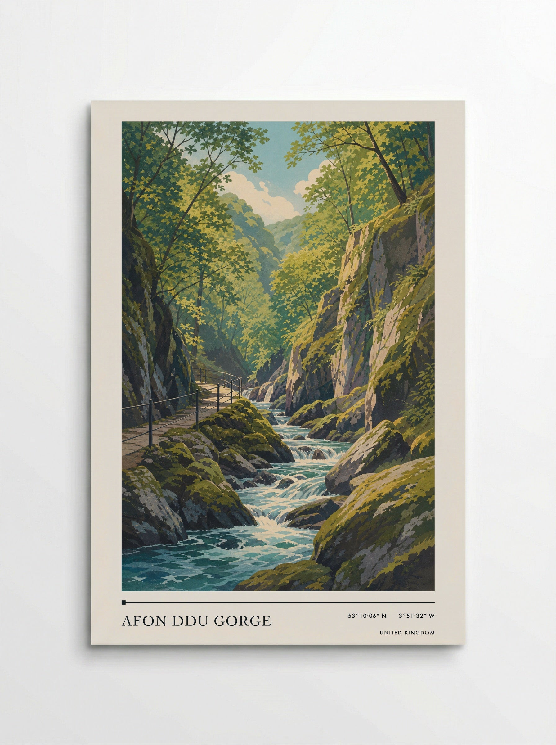 Afon Ddu Gorge United Kingdom Travel Poster - Poster