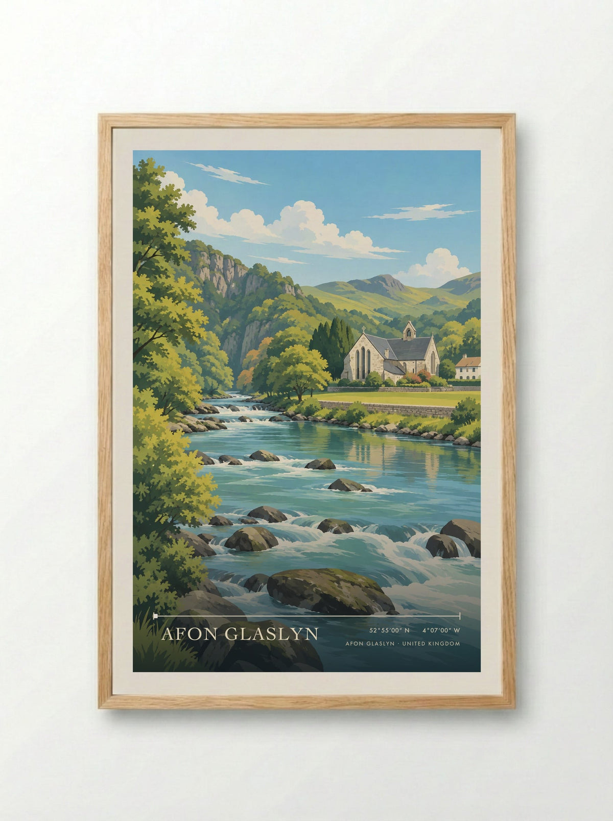 Afon Glaslyn | Travel Poster - Framed Print Wood