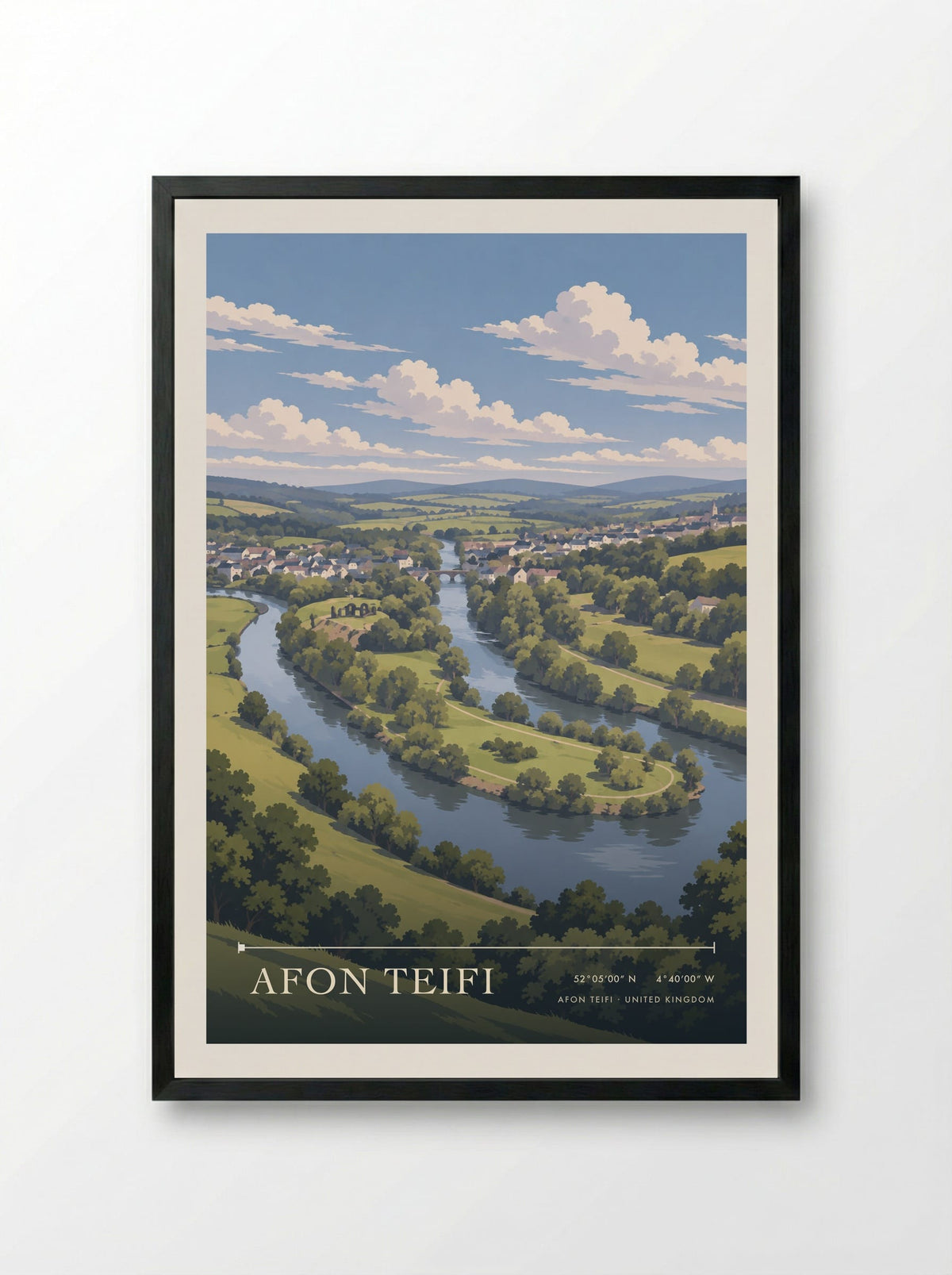 Afon Teifi | Travel Poster - Framed Print Black