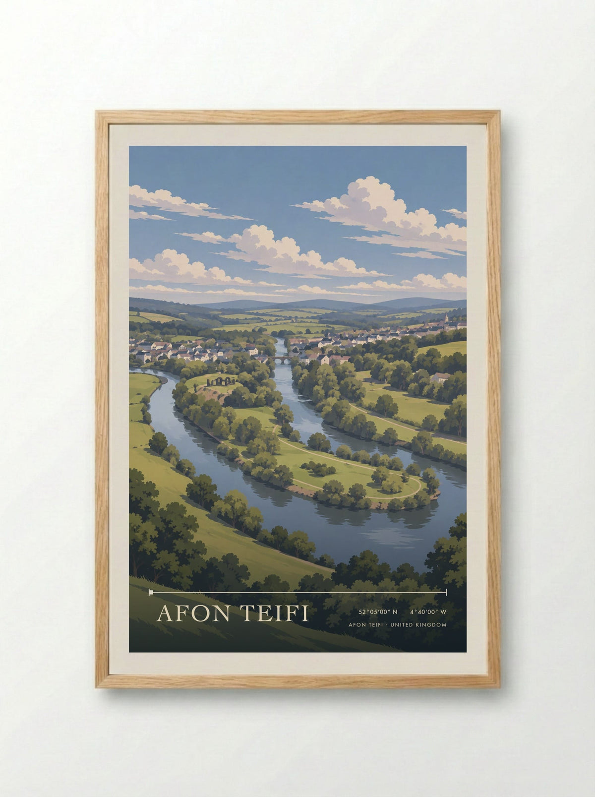Afon Teifi | Travel Poster - Framed Print Wood