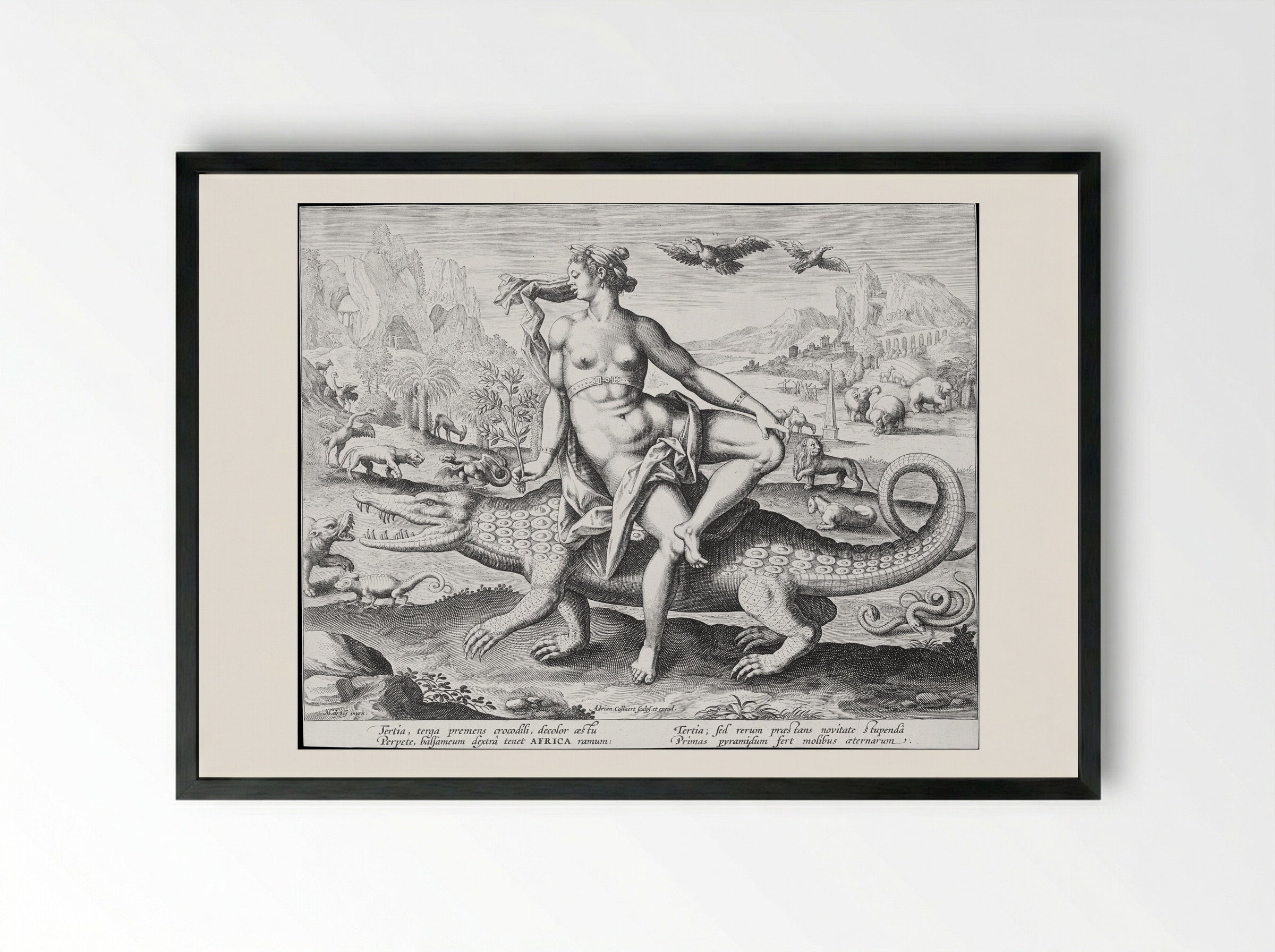Africa (from the Four Continents series) - Adriaen Collaert - Framed Print Black