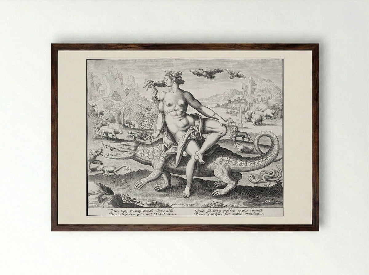 Africa (from the Four Continents series) - Adriaen Collaert - Framed Print Dark Wood