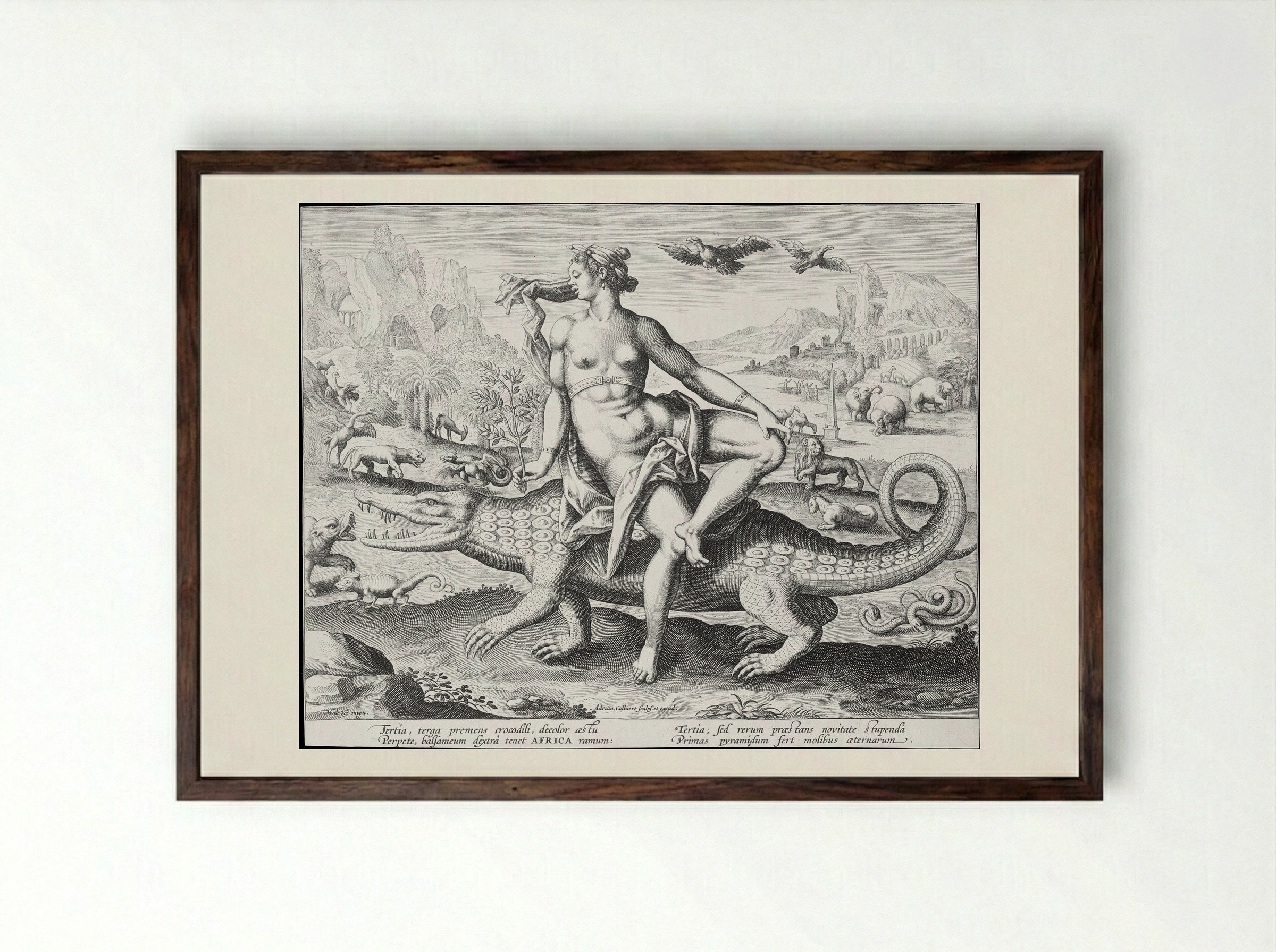 Africa (from the Four Continents series) - Adriaen Collaert - Framed Print Dark Wood