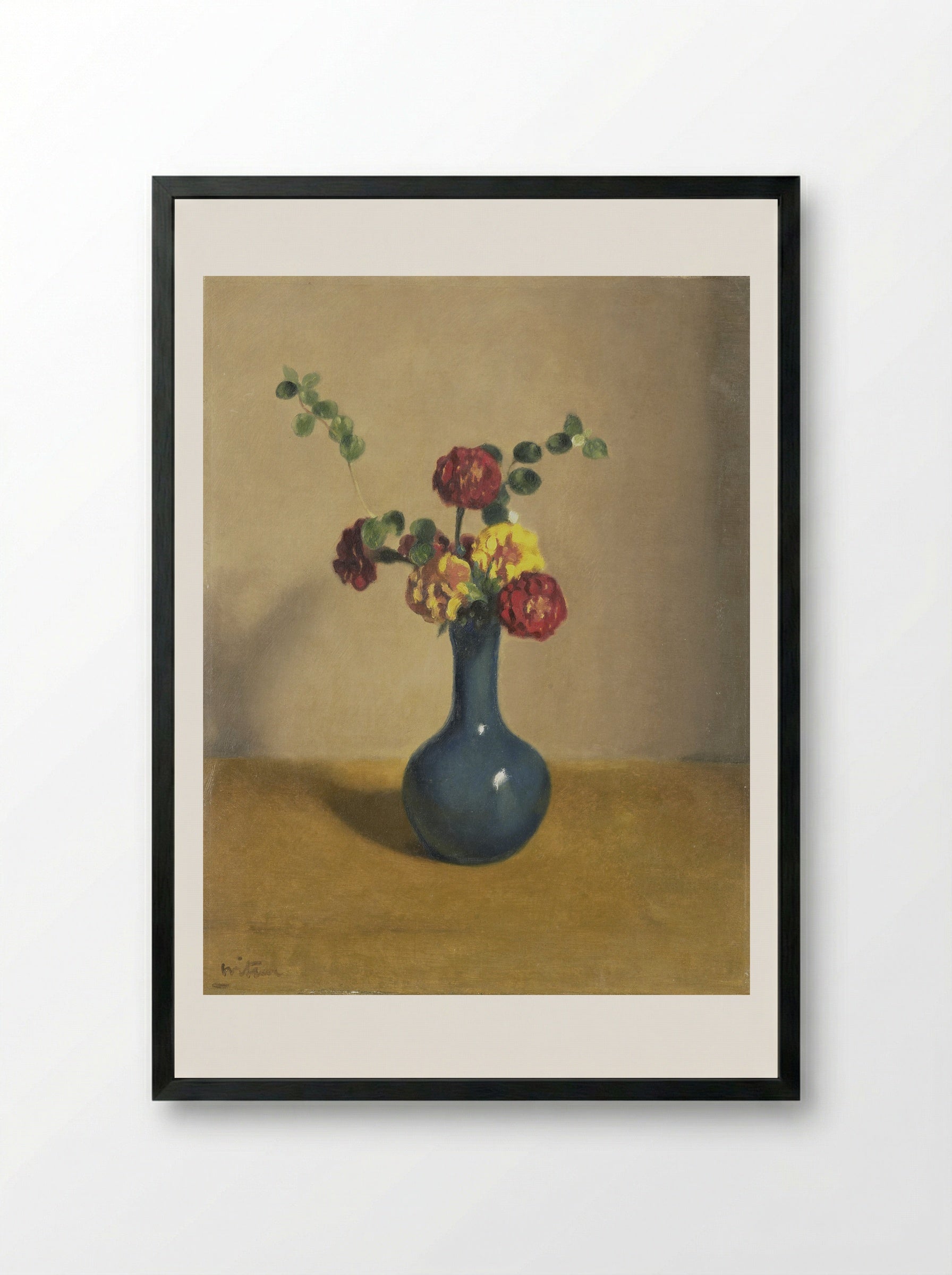 Afrikaantjes in een blauw vaasje - Willem Witsen - Framed Print Black