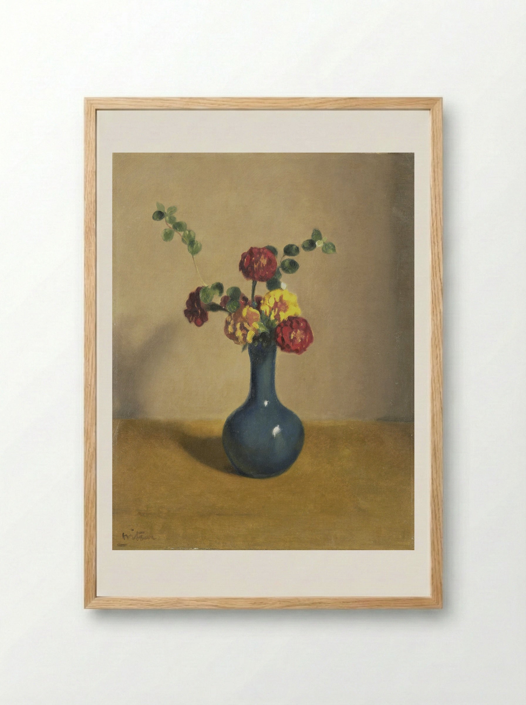 Afrikaantjes in een blauw vaasje - Willem Witsen - Framed Print Wood