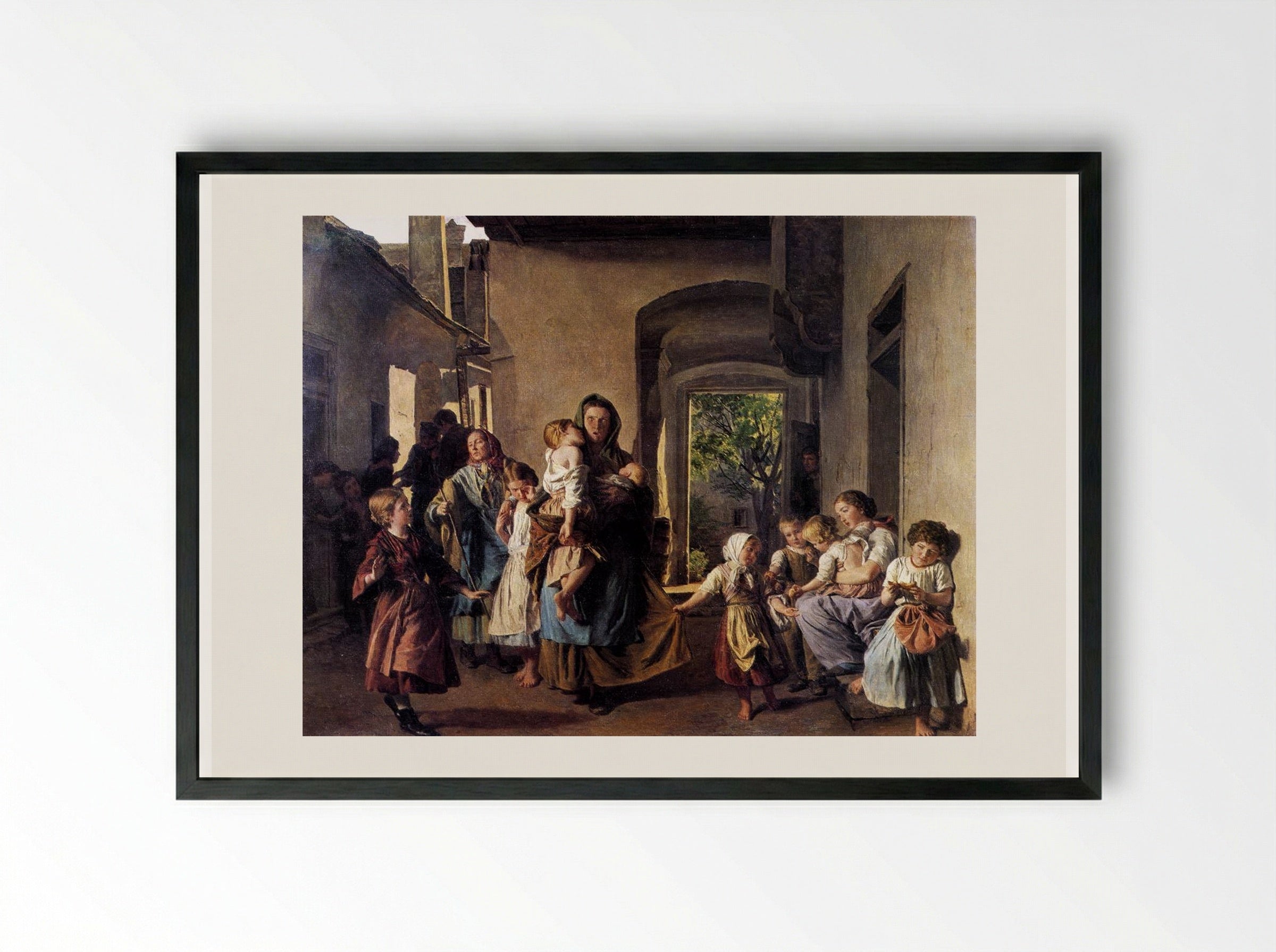 After Confiscation - Ferdinand Georg Waldmüller - Framed Print Black