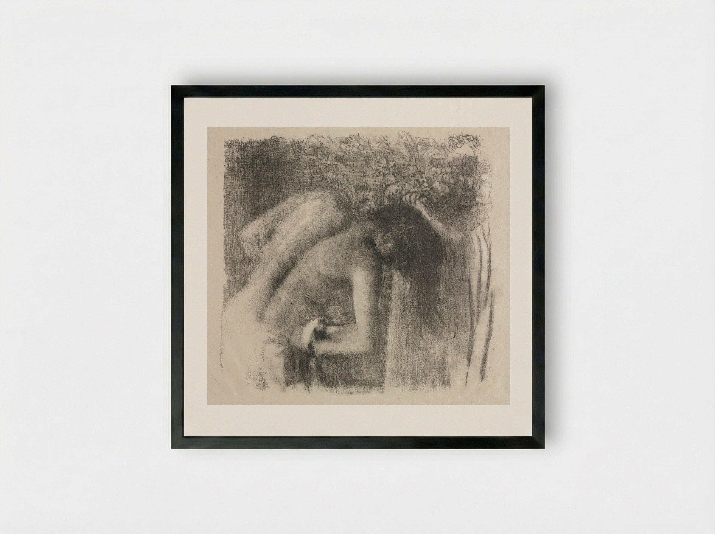 After the Bath (Large Version) - Edgar Degas - Framed Print Black