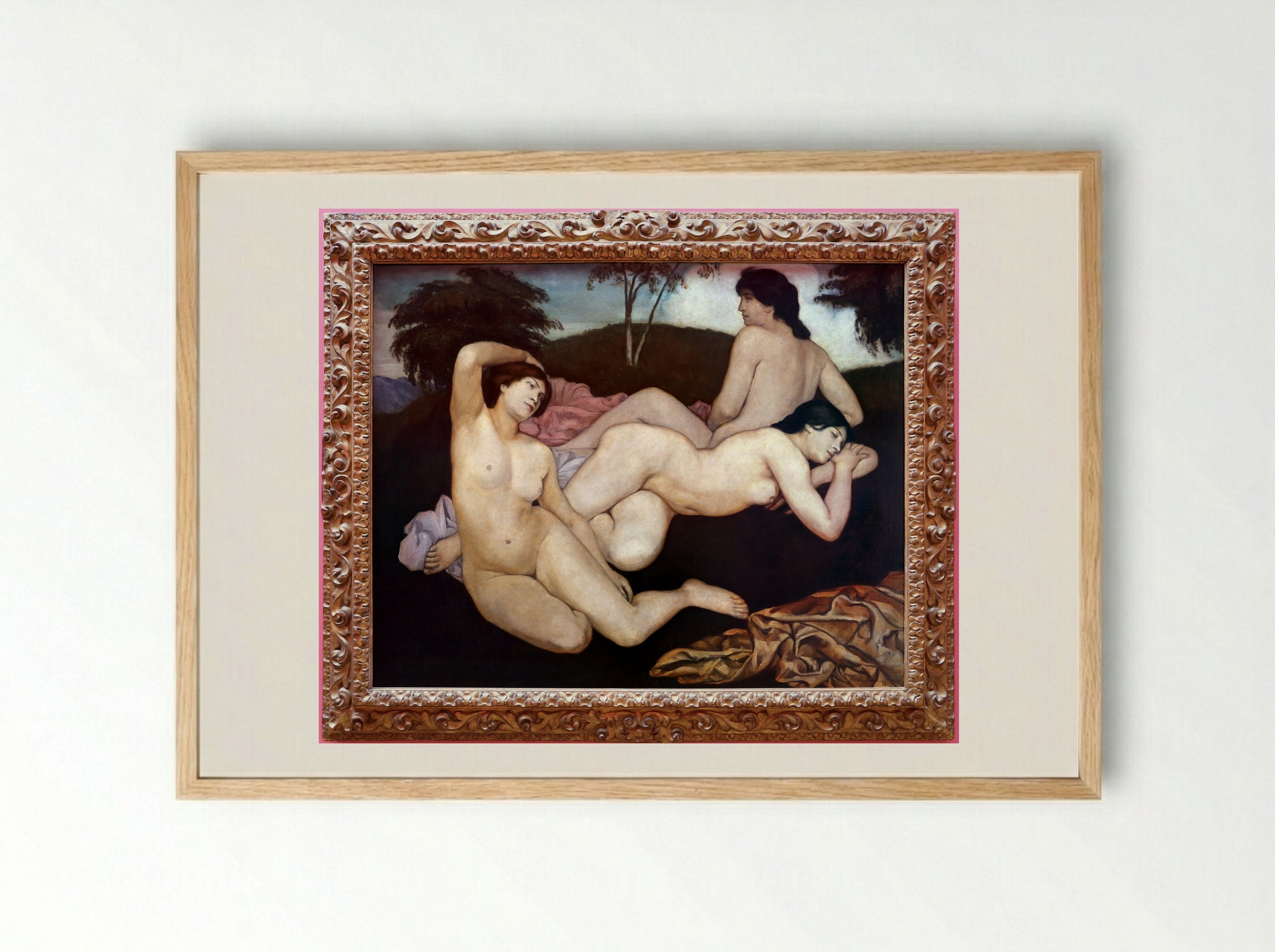After the Bath, The Nymphs - Emile Bernard - Framed Print Wood