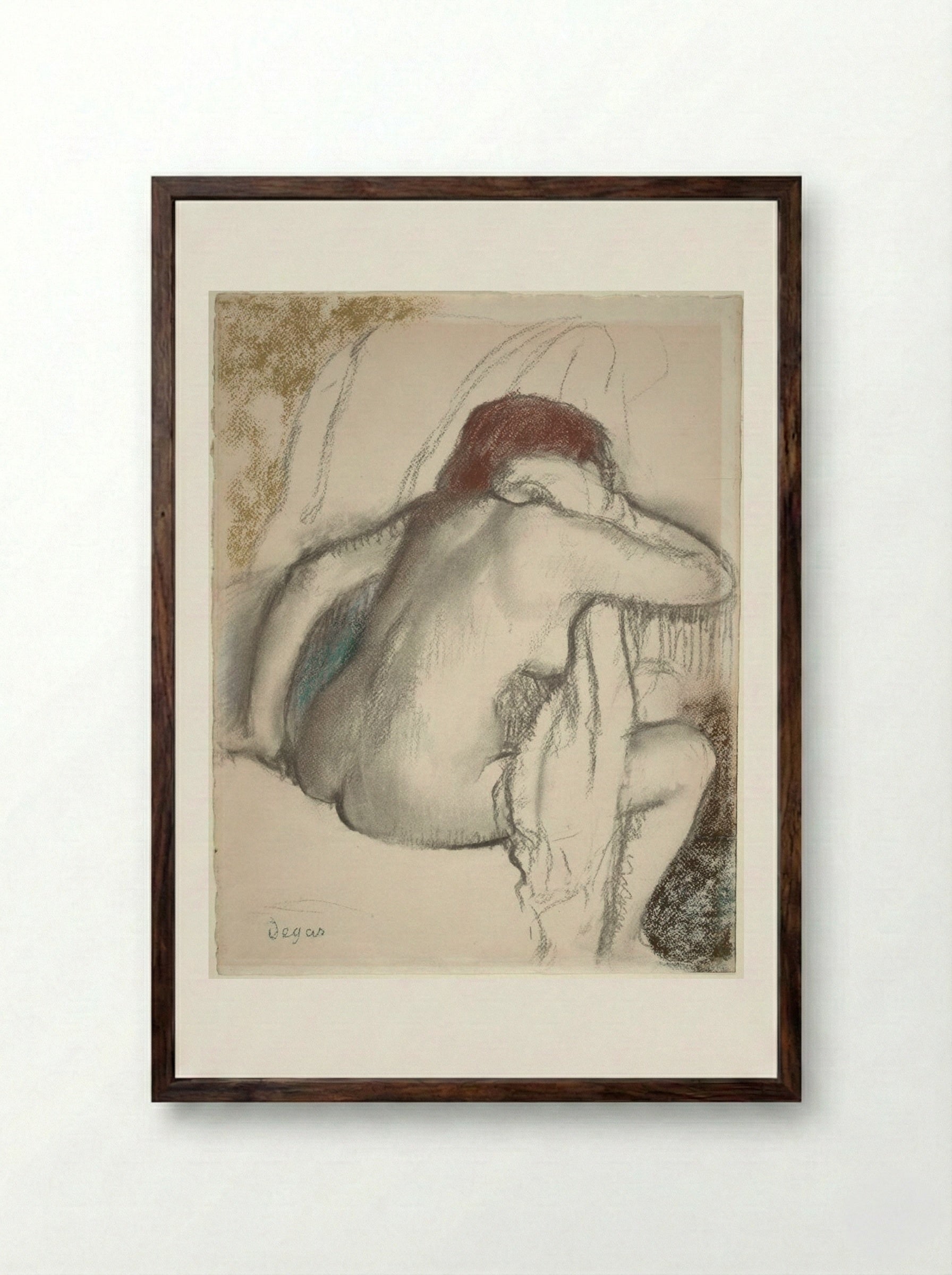 After the Bath - Hilaire-Germain-Edgar Degas - Framed Print Dark Wood