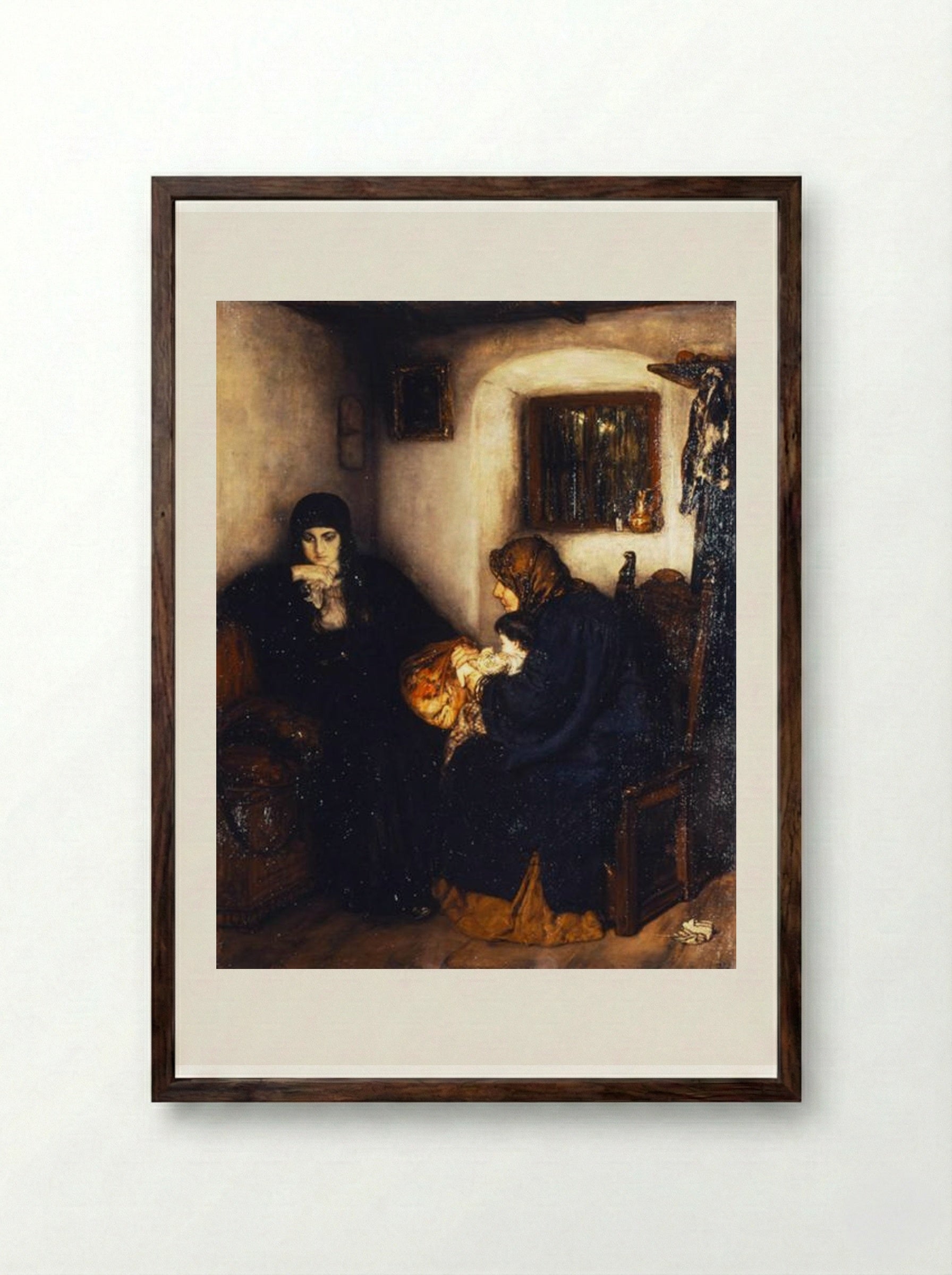 After the Memorial Service - Nikolaos Gyzis - Framed Print Dark Wood