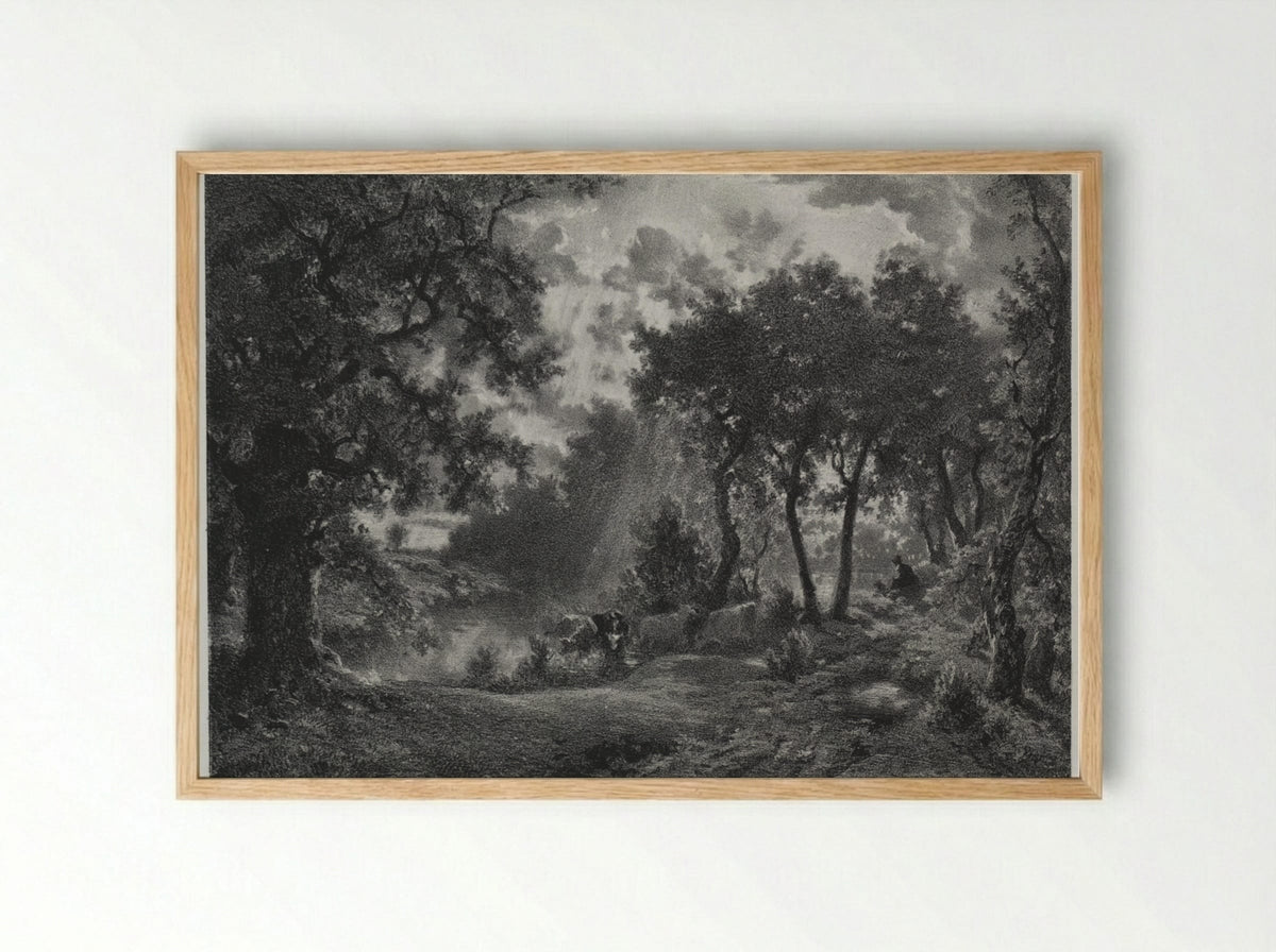 After the Shower - François-Louis Français - Framed Print Wood