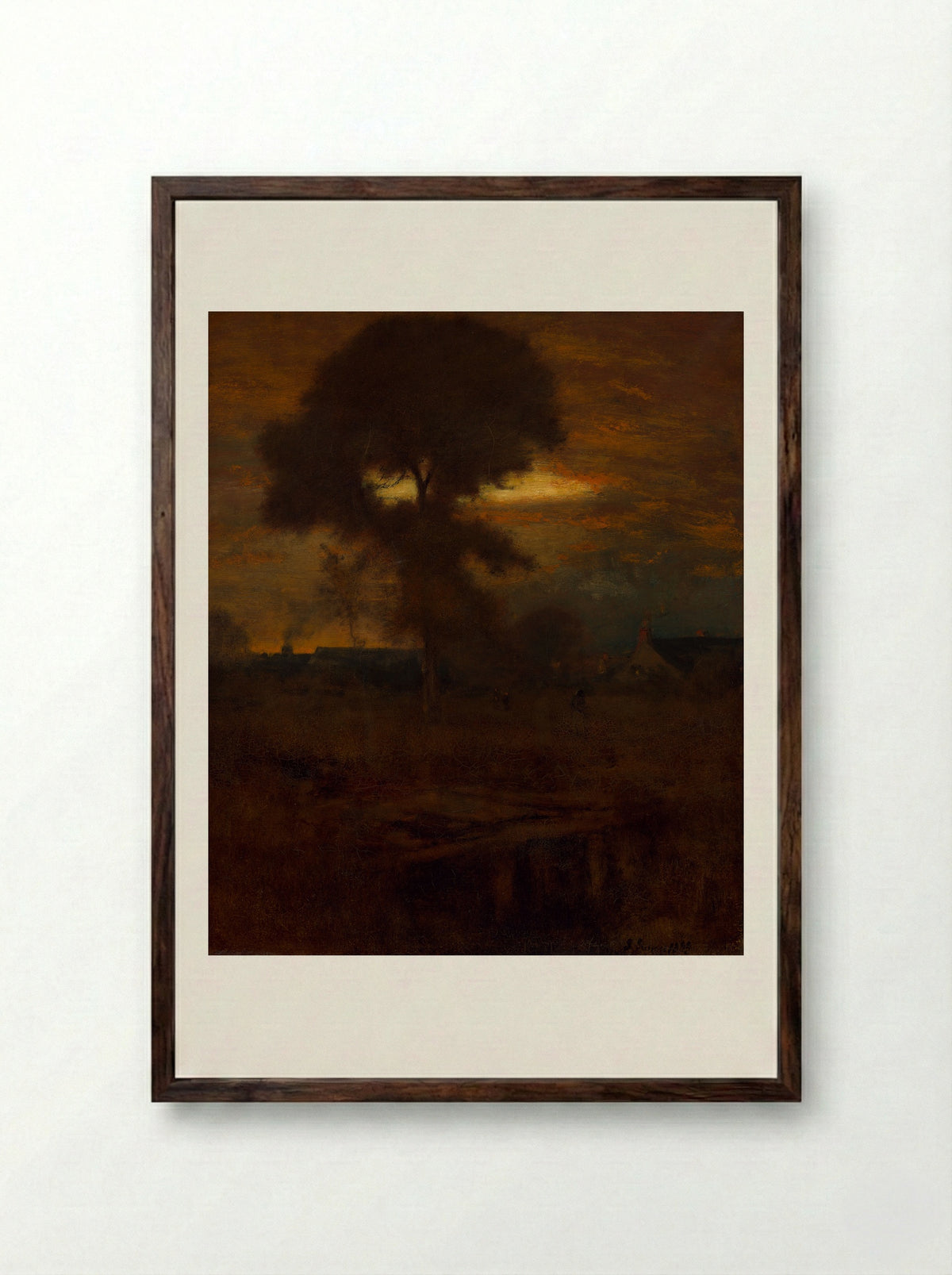 Afterglow - George Inness - Framed Print Dark Wood