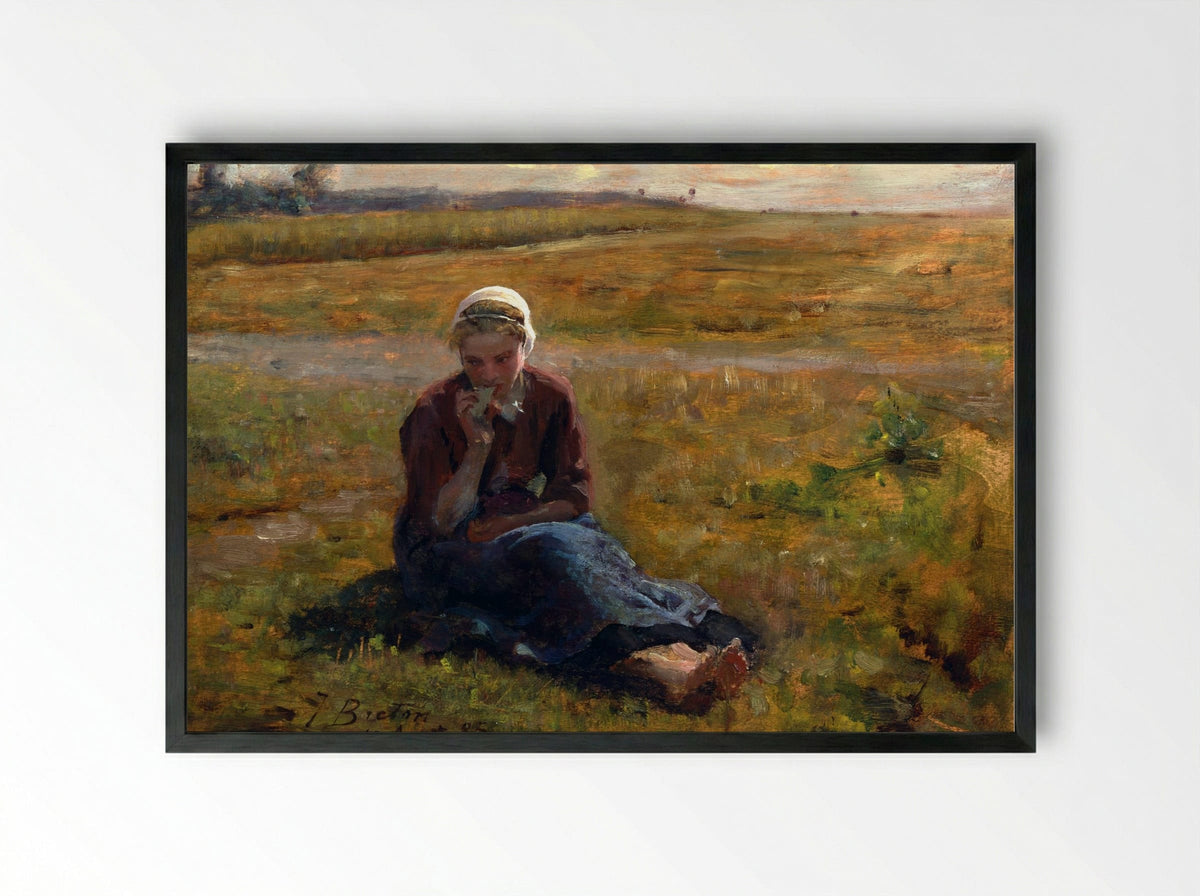 Afternoon Repast - Jules Breton - Framed Print Black