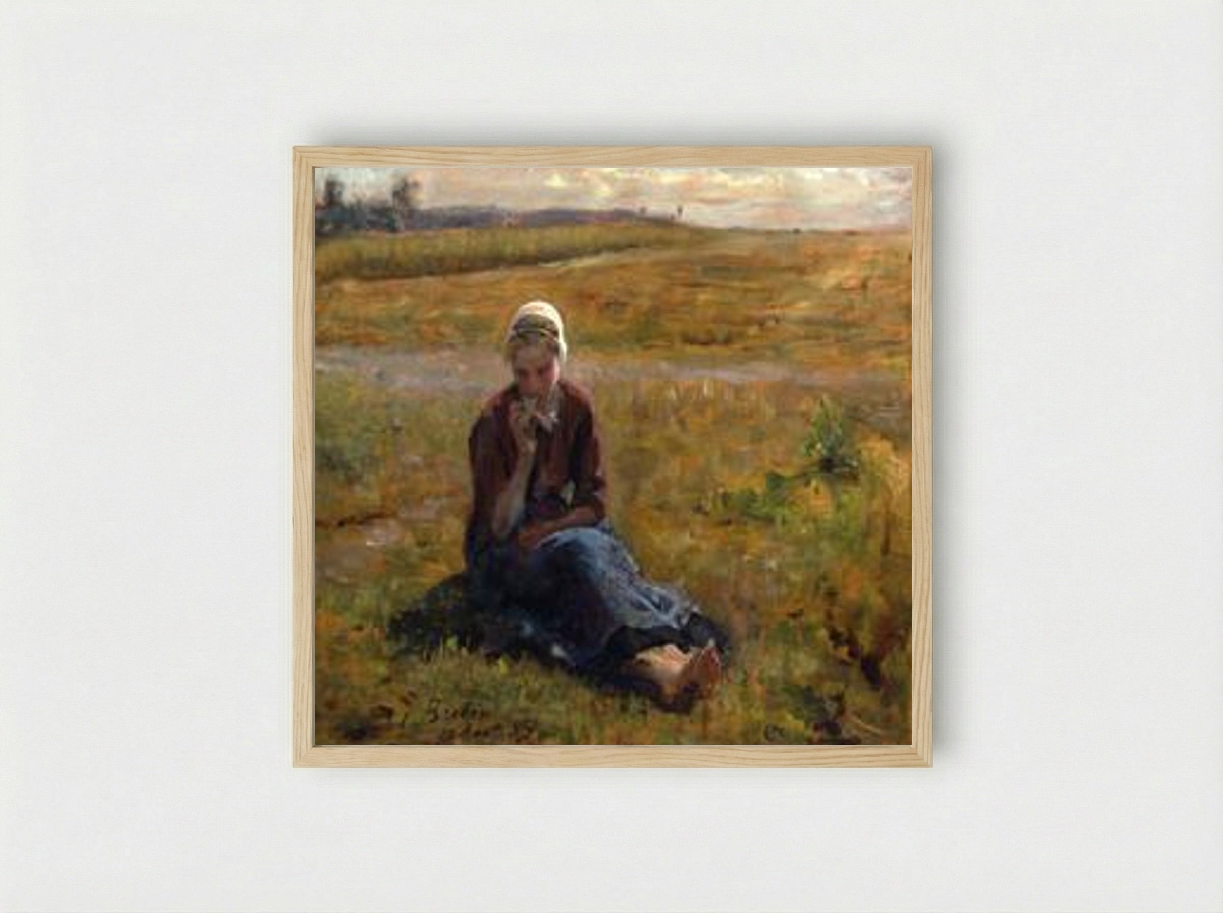 Afternoon Repast - Jules Breton - Framed Print Wood