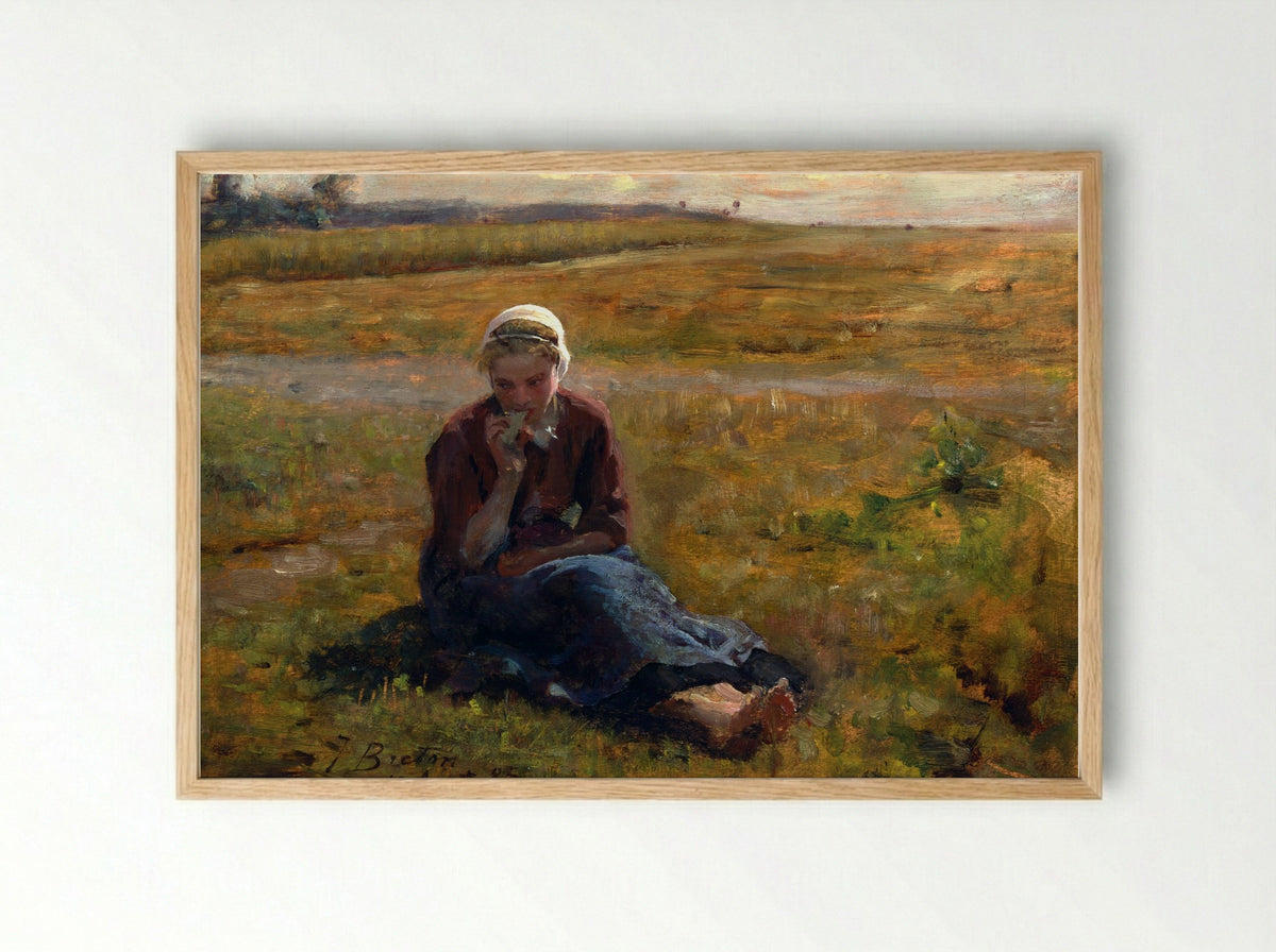 Afternoon Repast - Jules Breton - Framed Print Wood