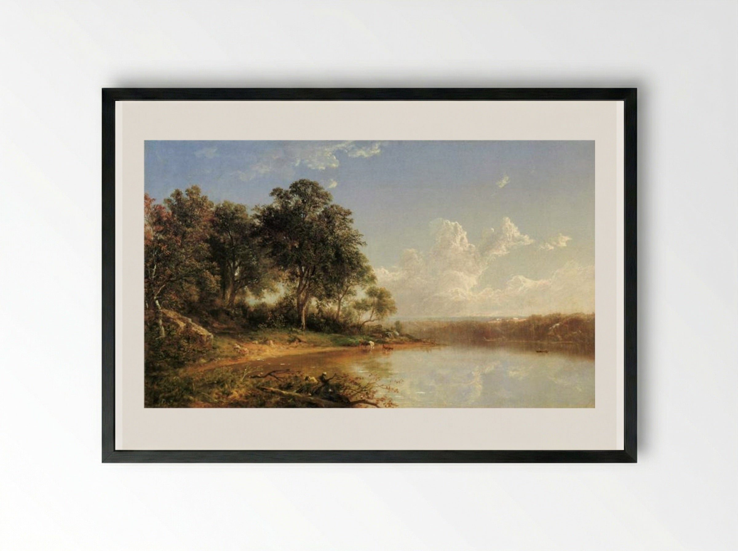 Afternoon along the Banks of a River - David Johnson - Framed Print Black