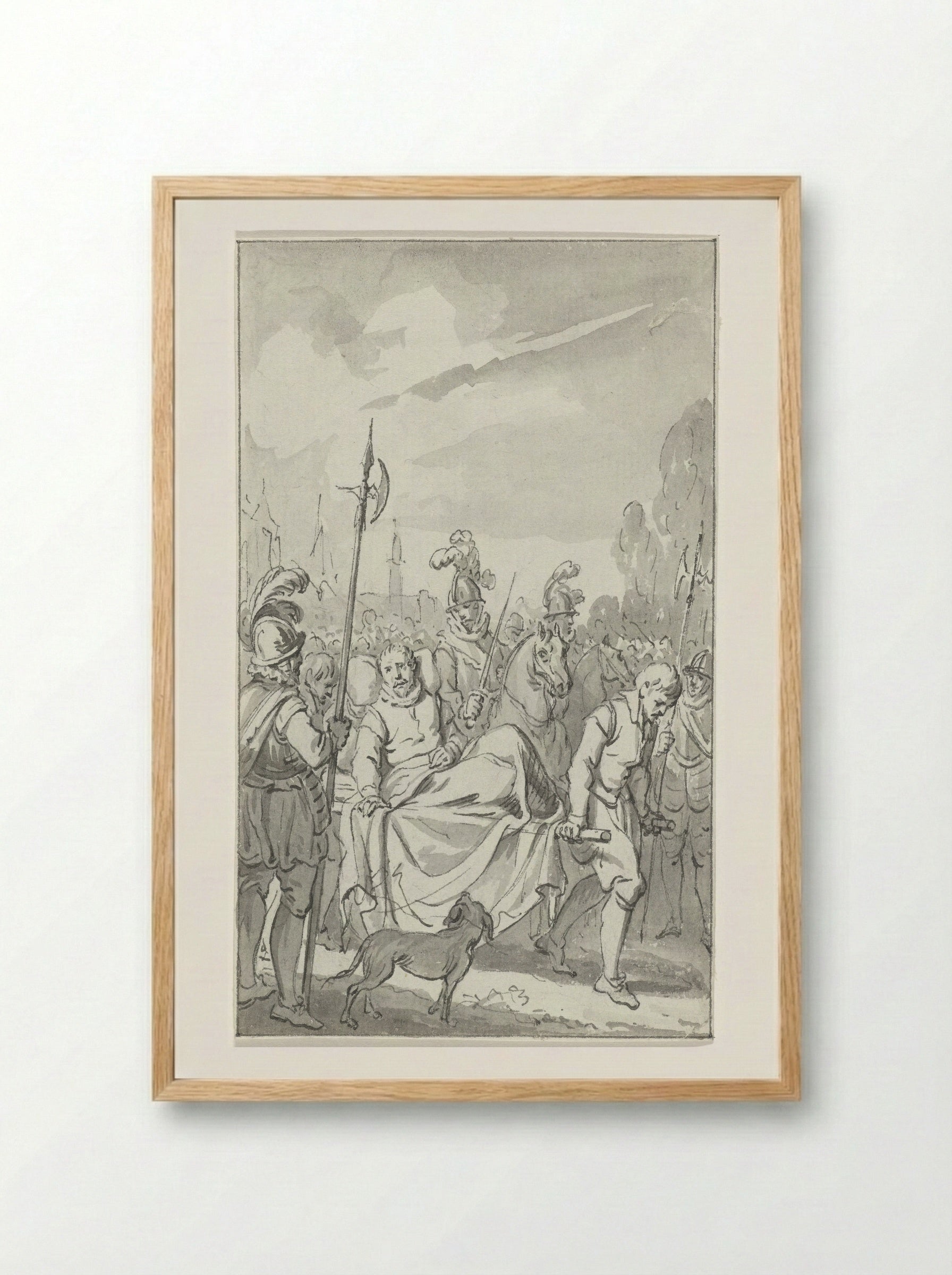 Aftocht van Lodewijk van Nassau uit Bergen op een draagbaar, 6 september 1572 - Jacobus Buys - Framed Print Wood