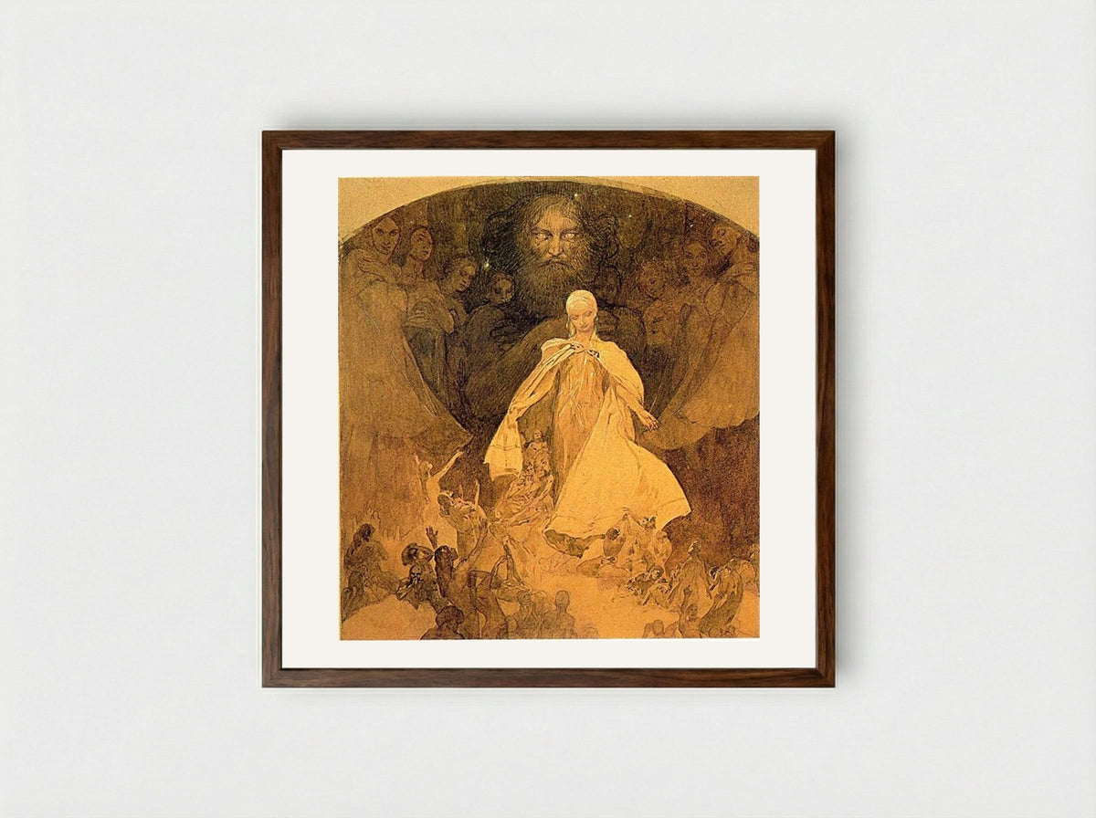 Age of Wisdom - Alphonse Mucha - Framed Print Dark Wood