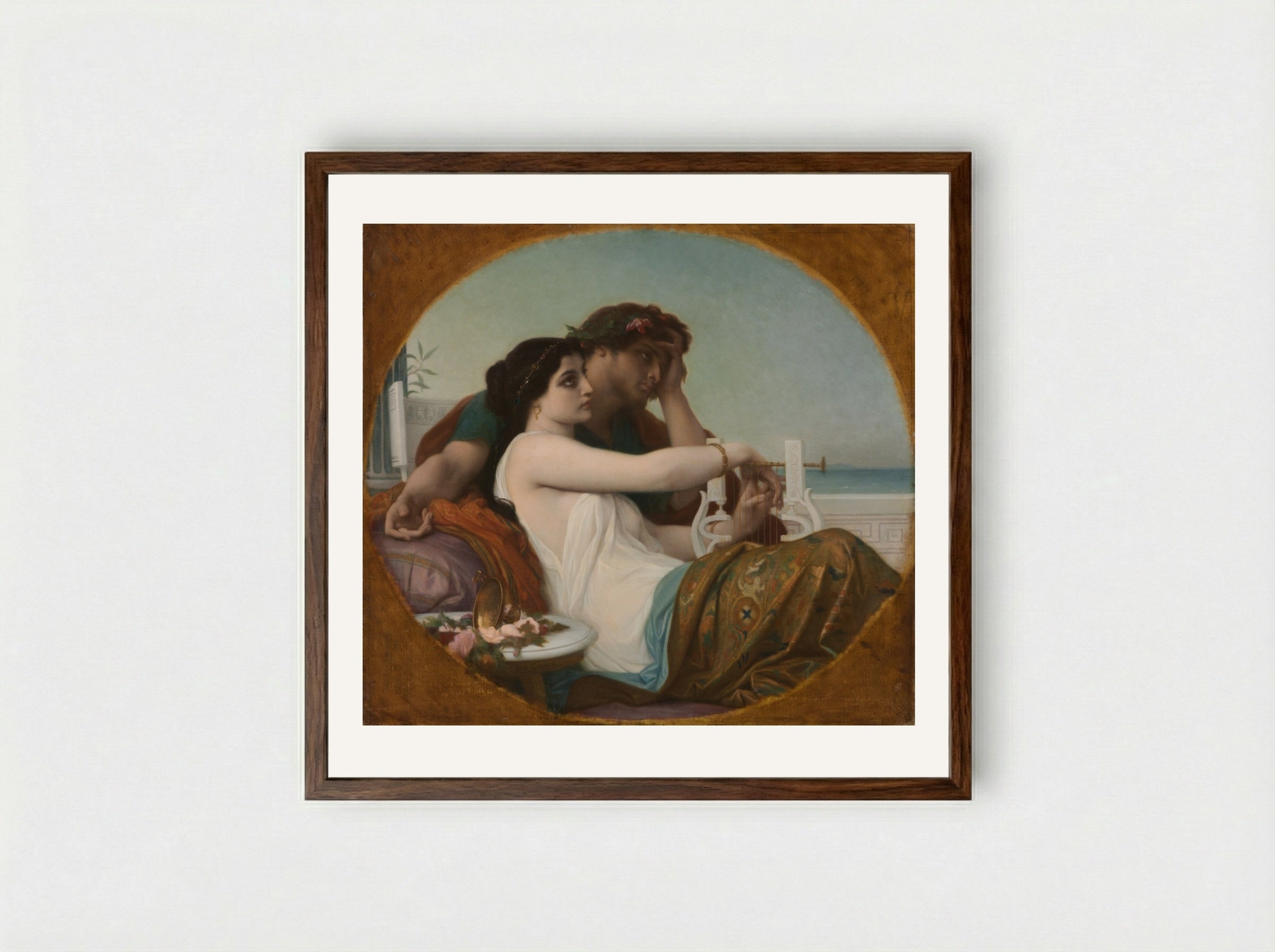 Aglaida and Boniface - Alexandre Cabanel - Framed Print Dark Wood