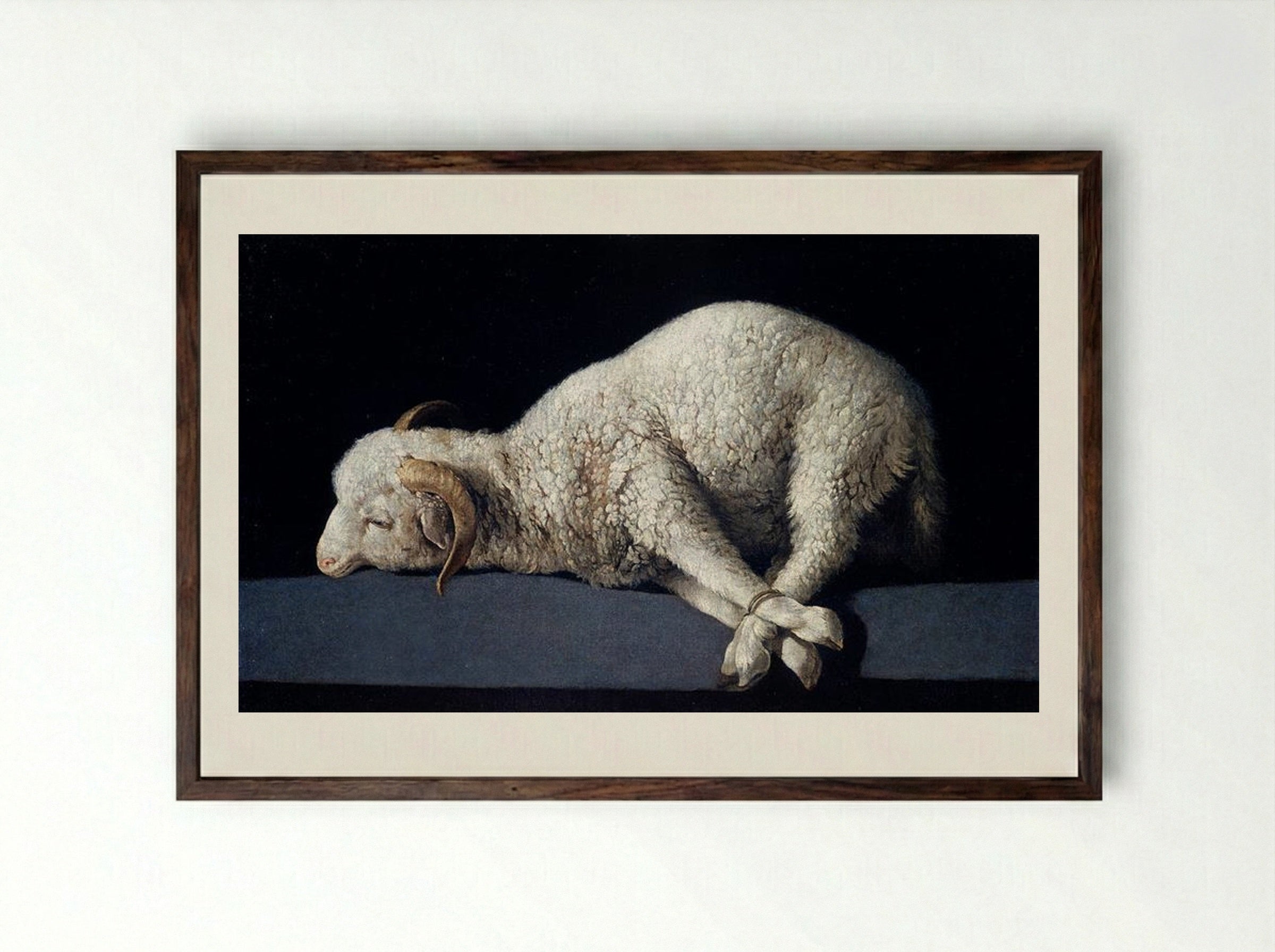 Agnus Dei - Francisco de Zurbarán - Framed Print Dark Wood