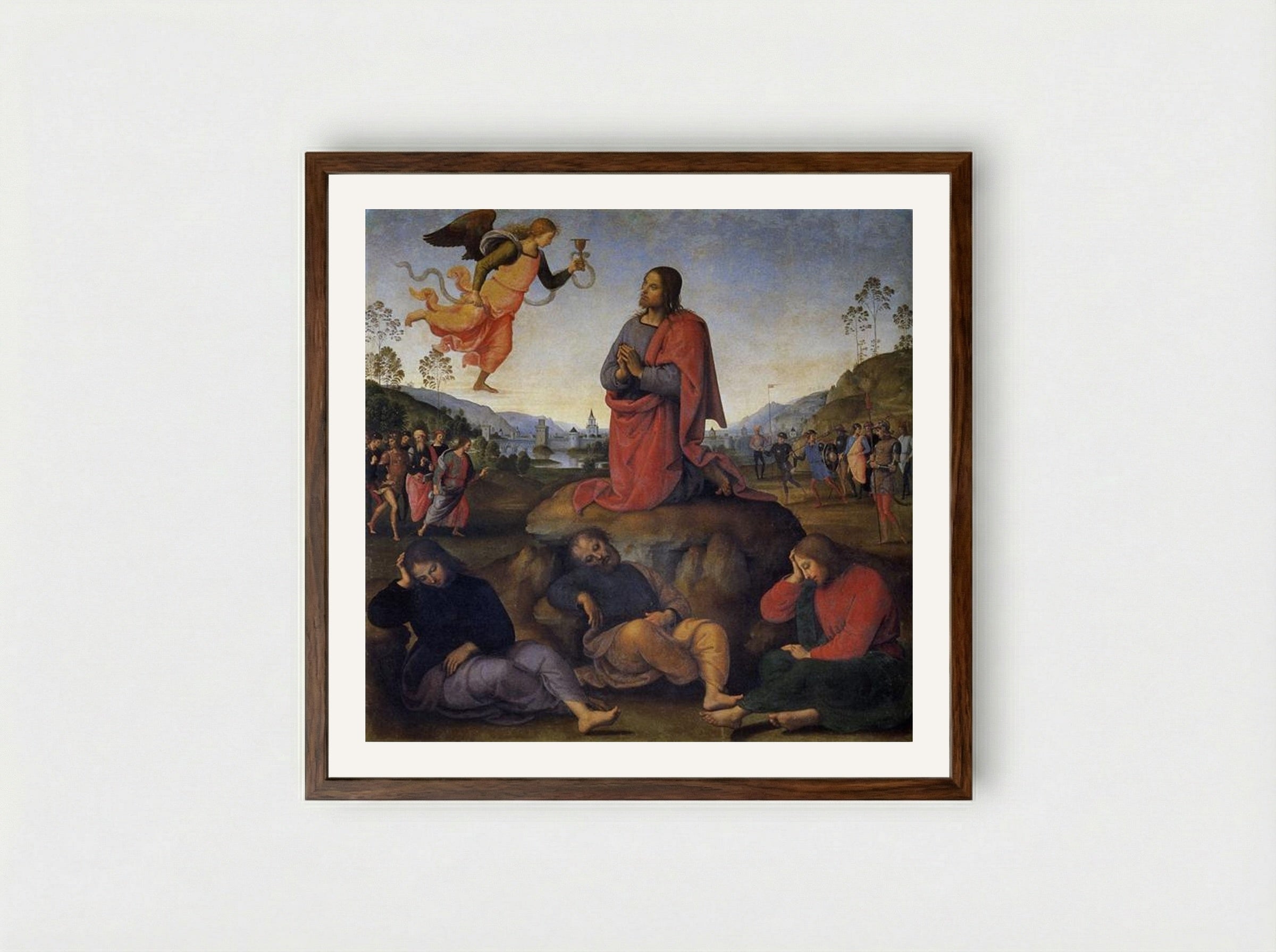 Agony in the Garden - Pietro Perugino - Framed Print Dark Wood