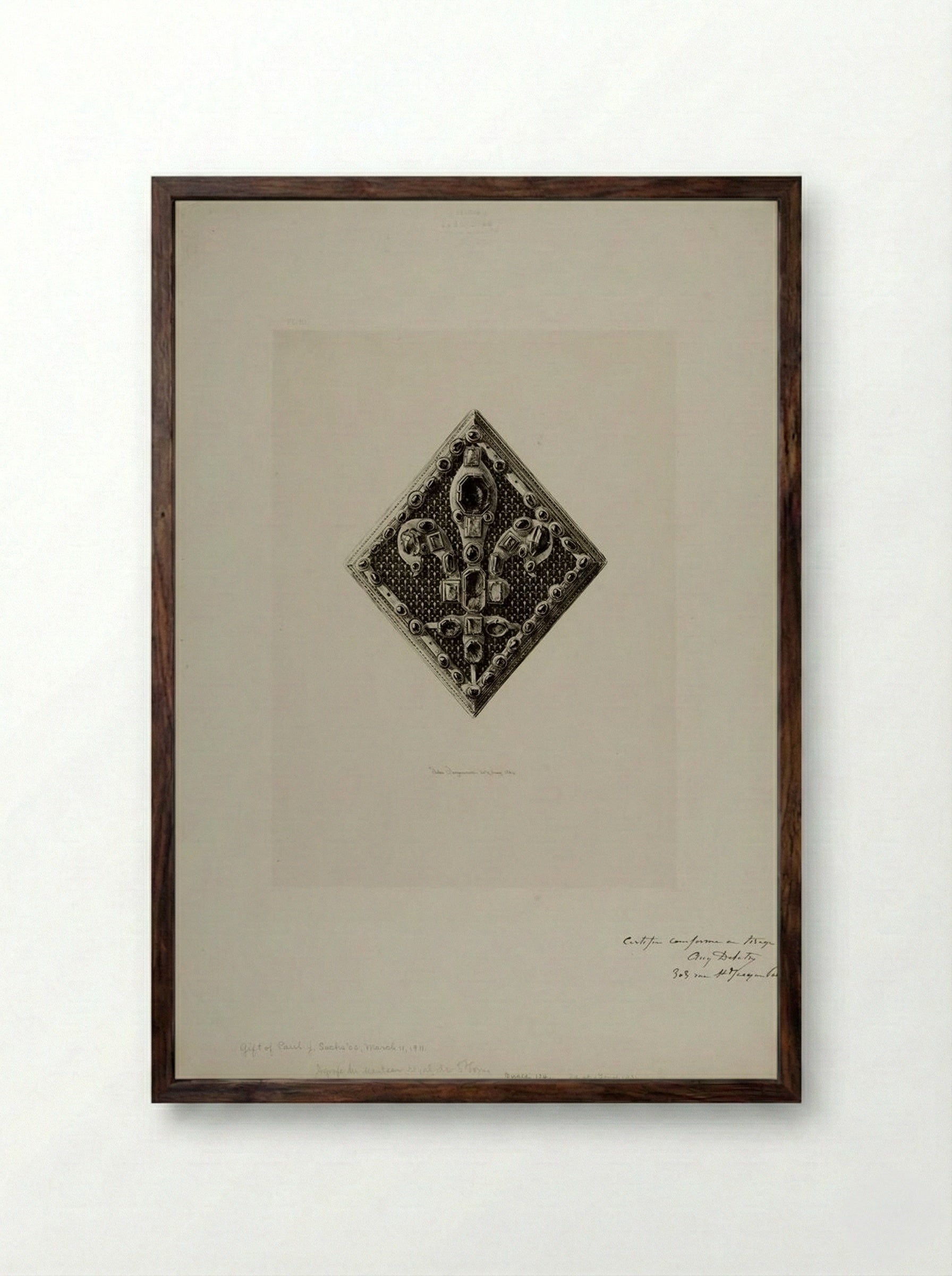Agrafe of the Royal Mantle of Saint-Louis - Jules Ferdinand Jacquemart - Framed Print Dark Wood