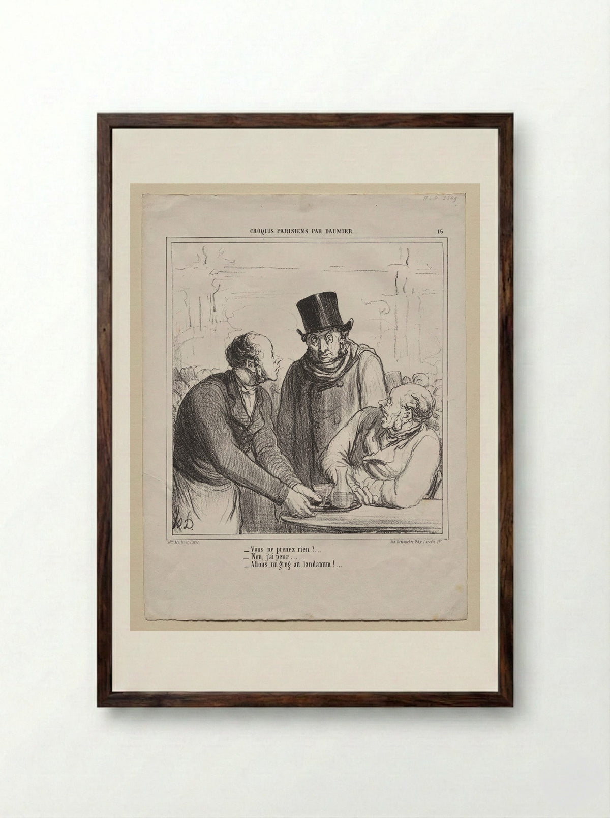 Ah! You Think Your Wife Does Not Provide Enough for You, Villain... - Honoré Daumier - Framed Print Dark Wood