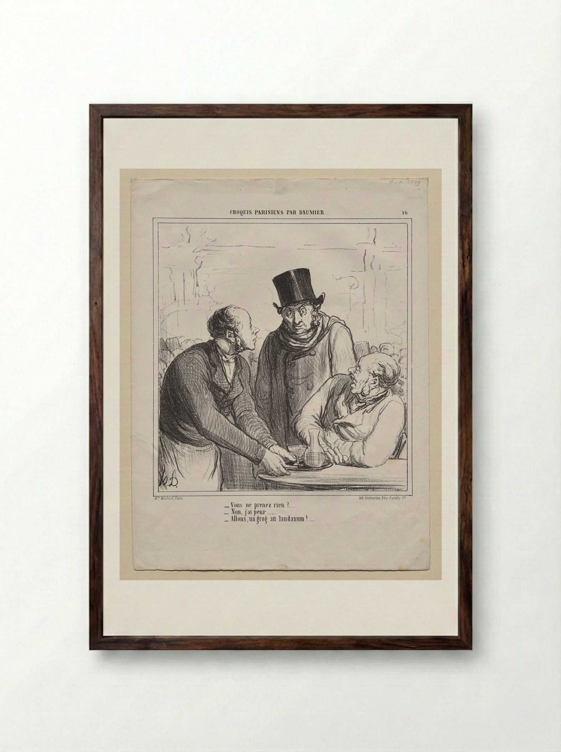Ah! You Think Your Wife Does Not Provide Enough for You, Villain... - Honoré Daumier - Framed Print Dark Wood