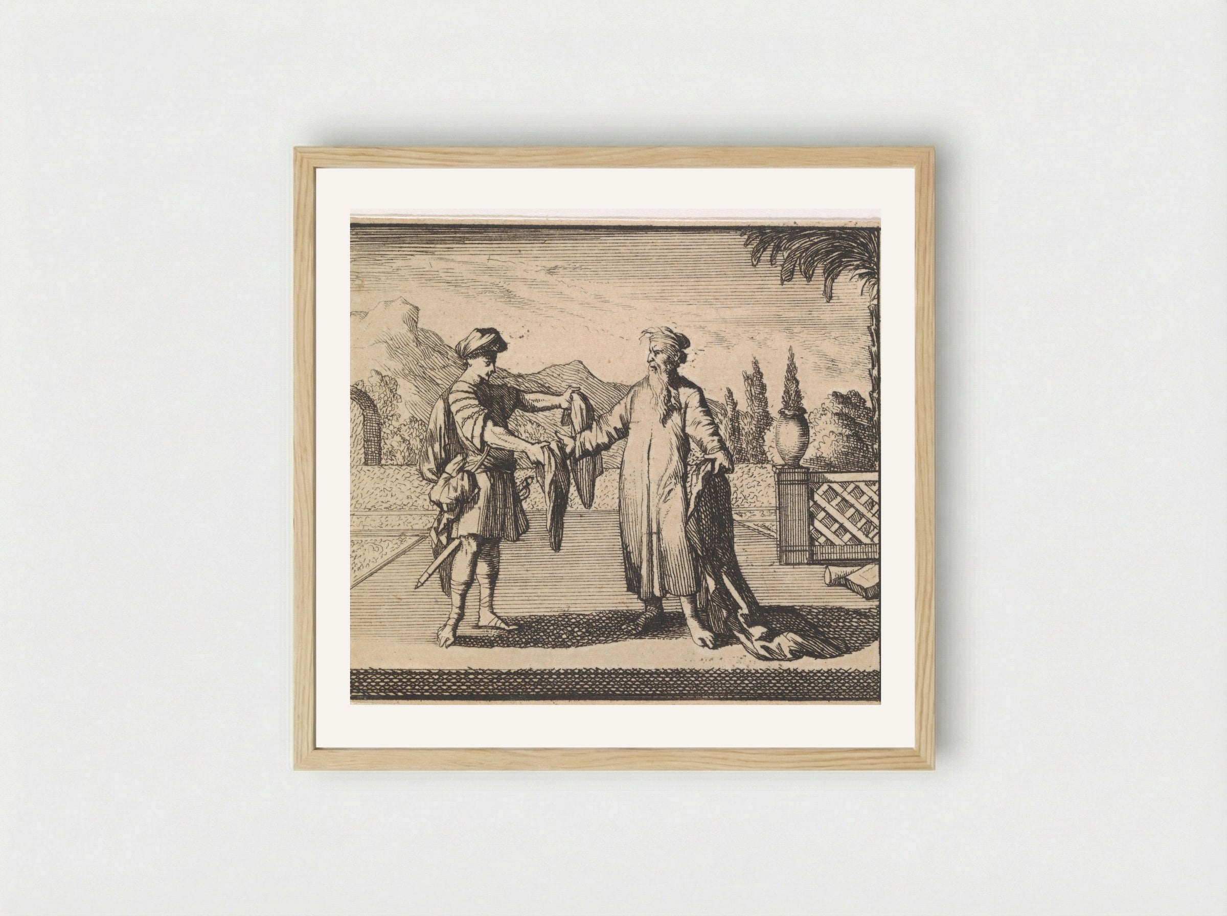 Ahias Tears His New Mantle into Twelve Pieces - Caspar Luyken - Framed Print Wood