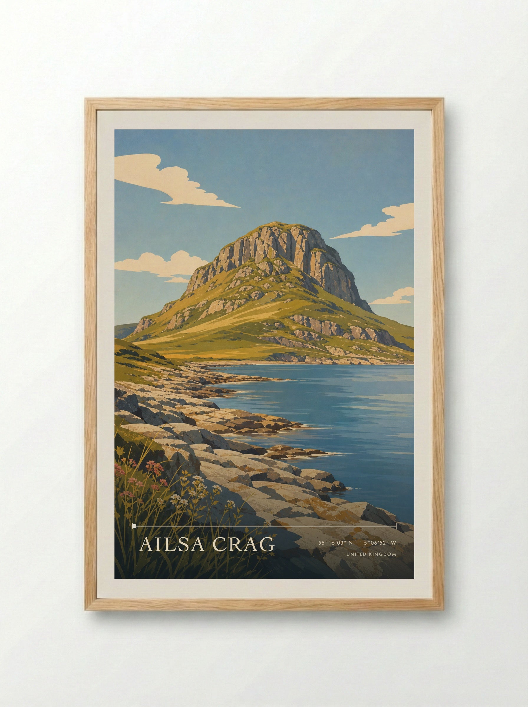Ailsa Crag United Kingdom Travel Poster - Framed Print Wood