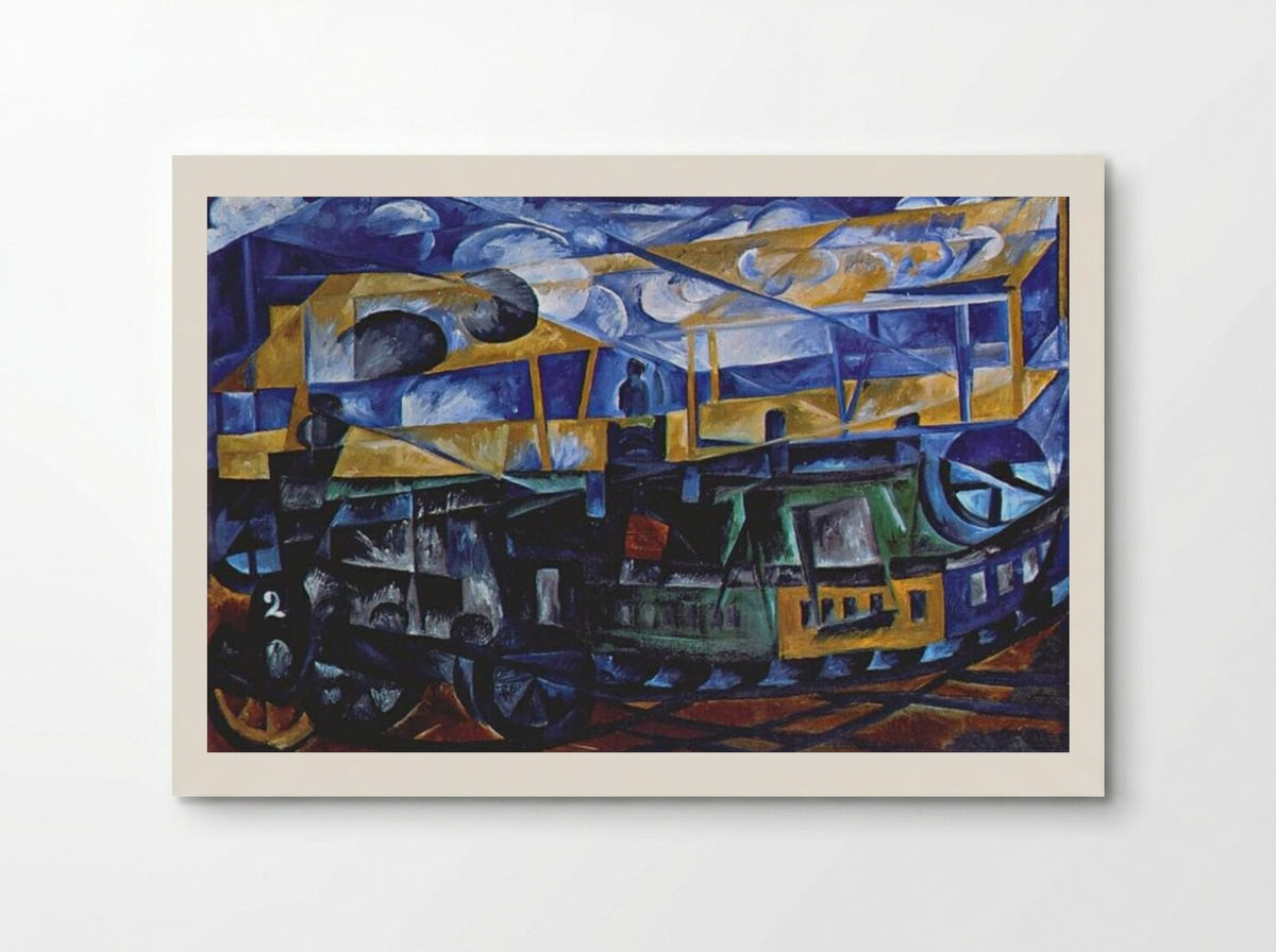 Airplane over train - Natalia Goncharova - Poster