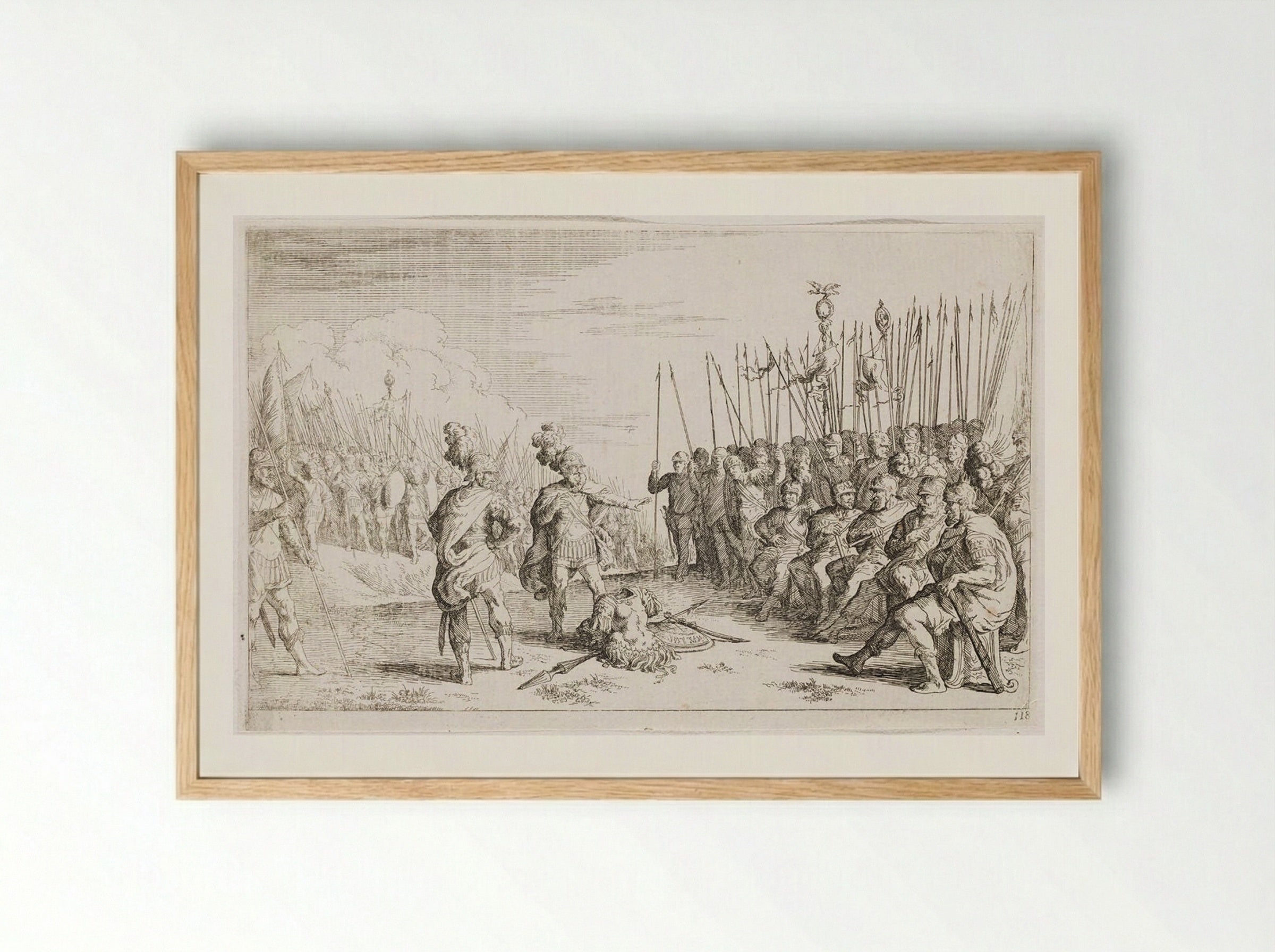 Ajax and Ulysses Dispute the Arms of Achilles - Johann Wilhelm Baur - Framed Print Wood