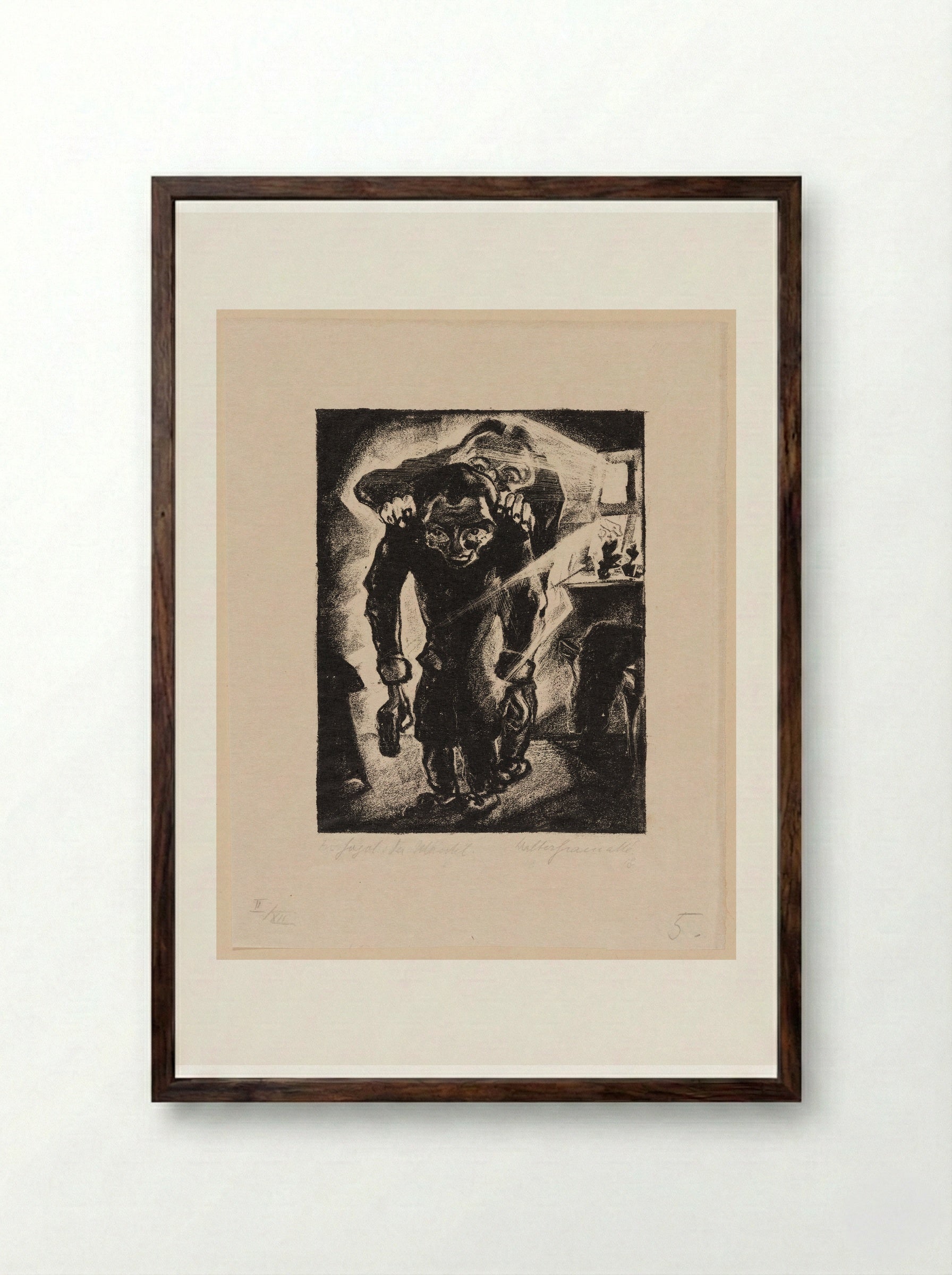 Akaki Has a New Coat Measured - Walter Gramatté - Framed Print Dark Wood