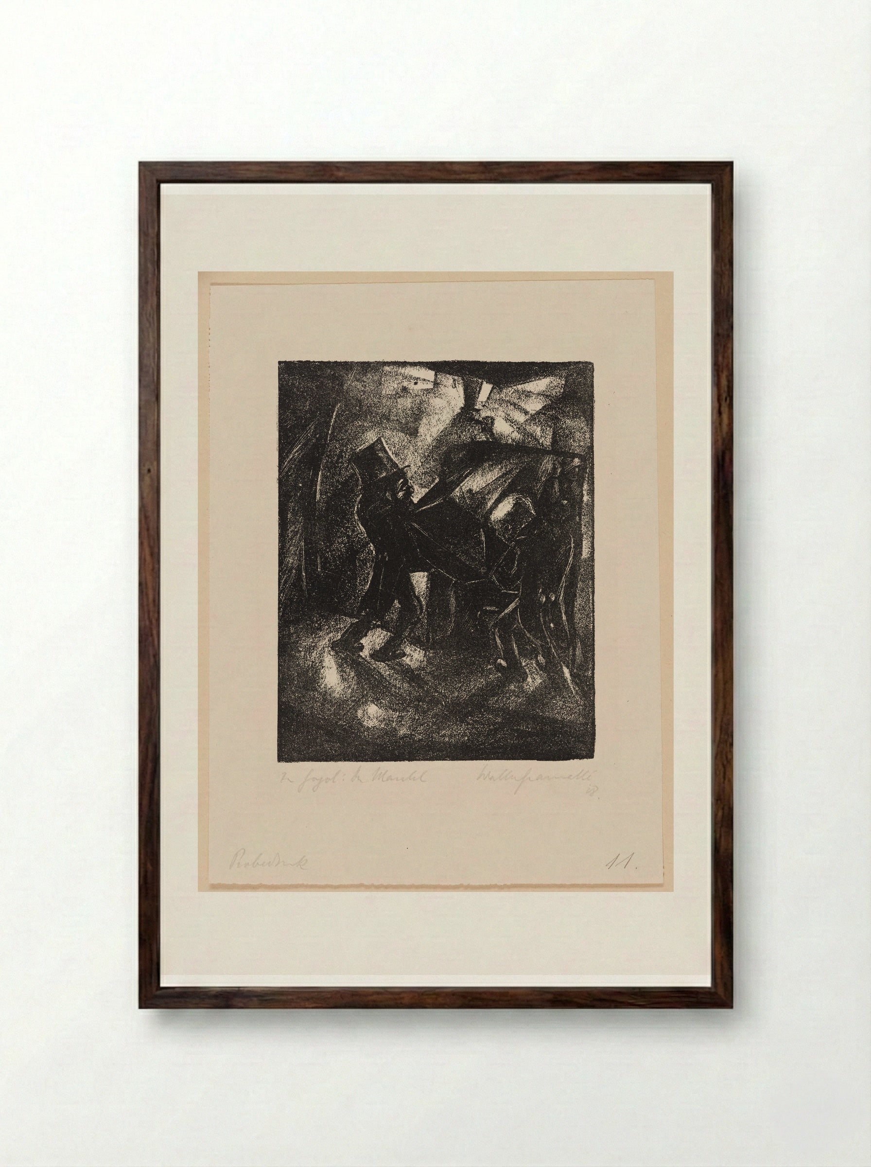 Akaki Is Carried to the Grave - Walter Gramatté - Framed Print Dark Wood