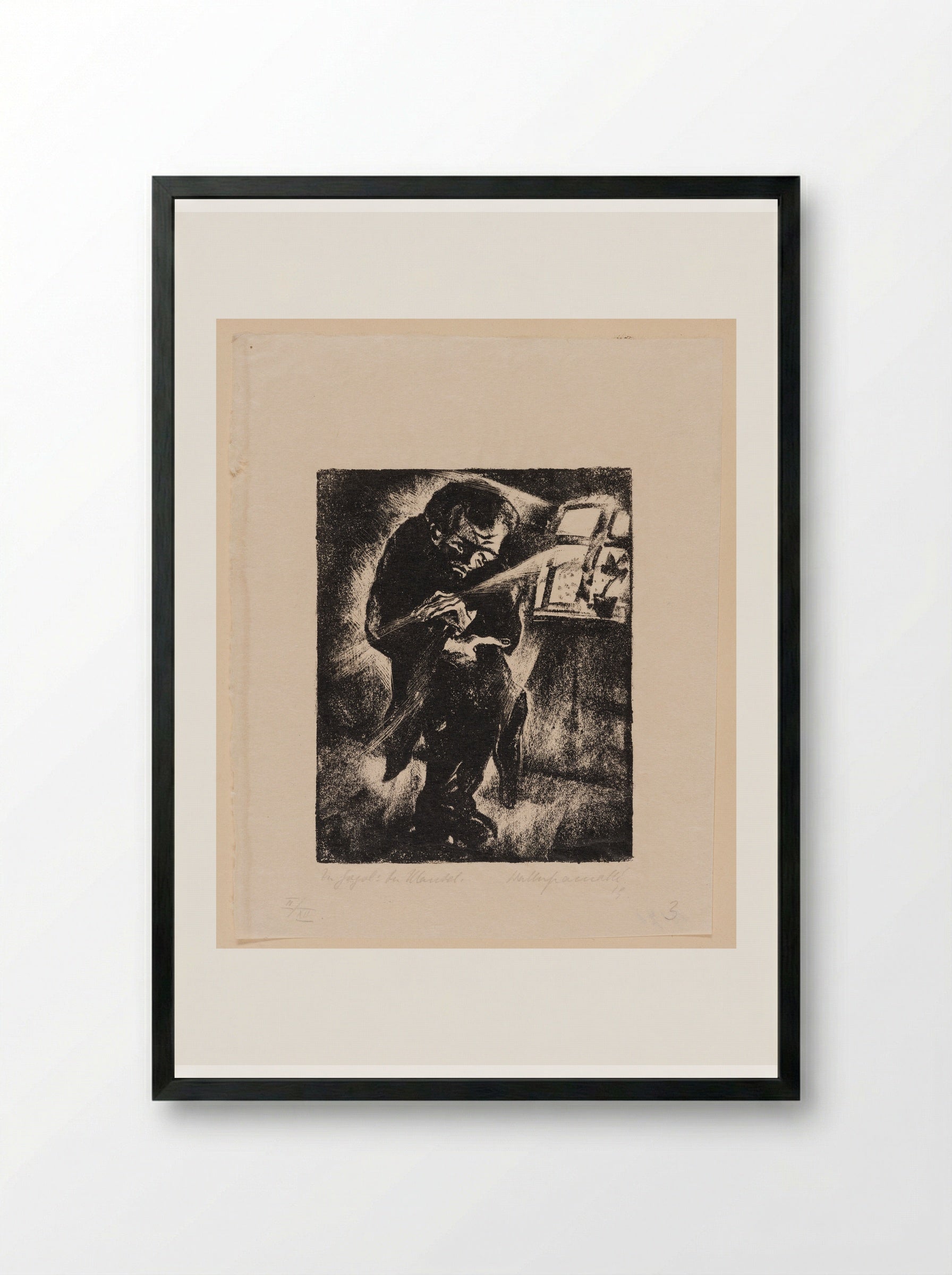 Akaki Shows the Tailor the Areas to Be Repaired - Walter Gramatté - Framed Print Black