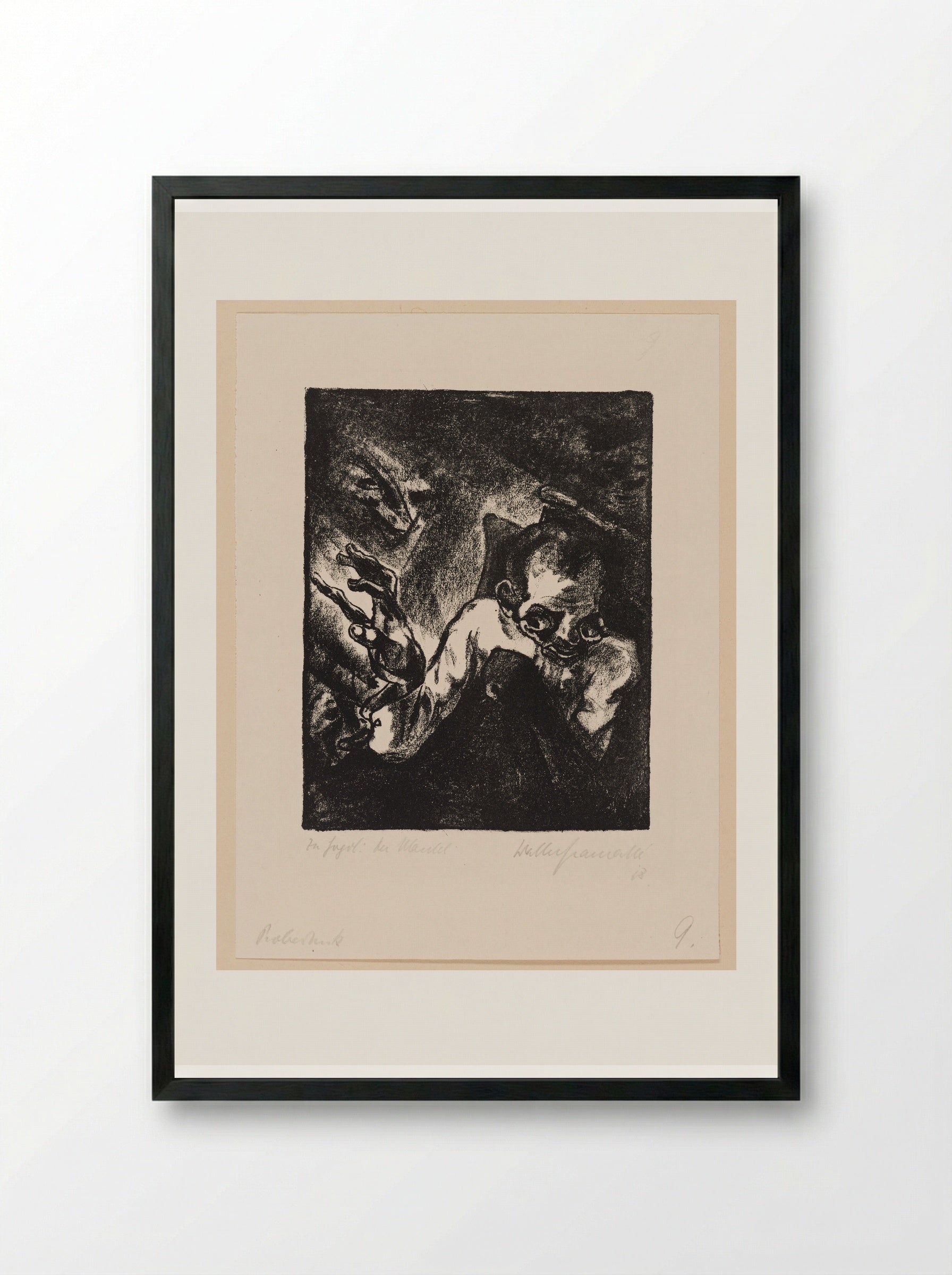 Akaki in Feverish Fantasies - Walter Gramatté - Framed Print Black