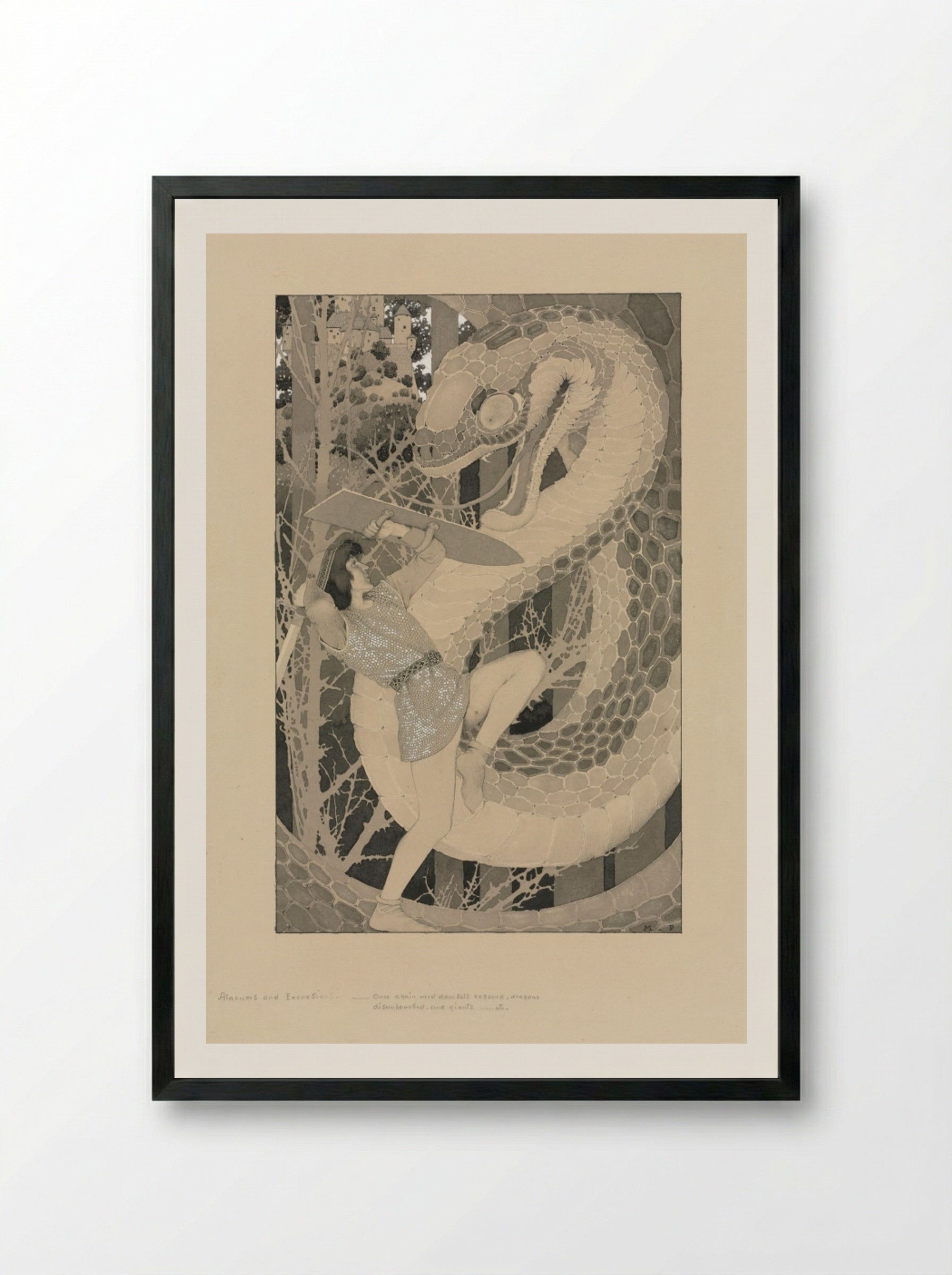 Alarums and Excursions - Maxfield Parrish - Framed Print Black