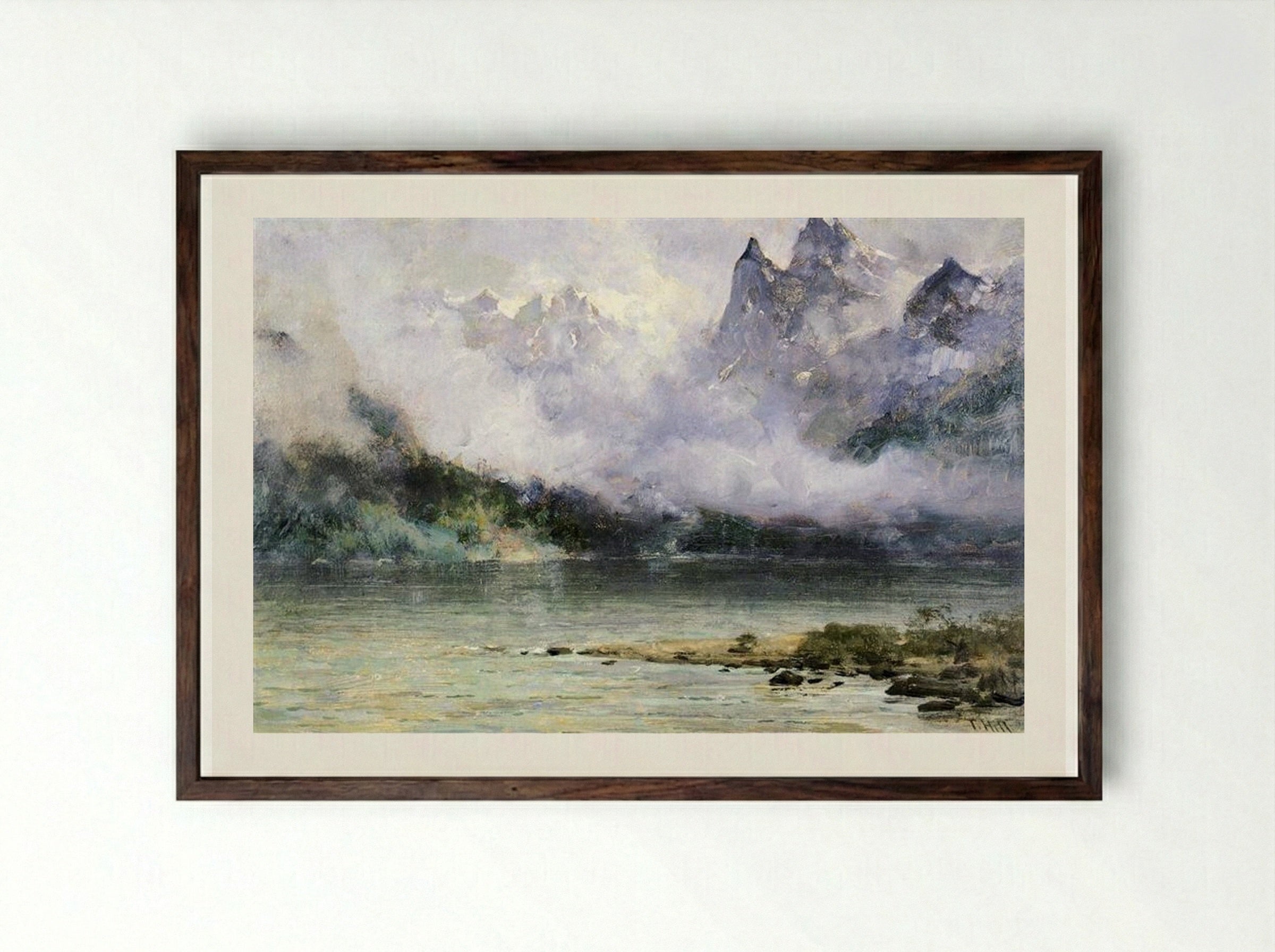 Alaska Scene near Juneau - Thomas Hill - Framed Print Dark Wood