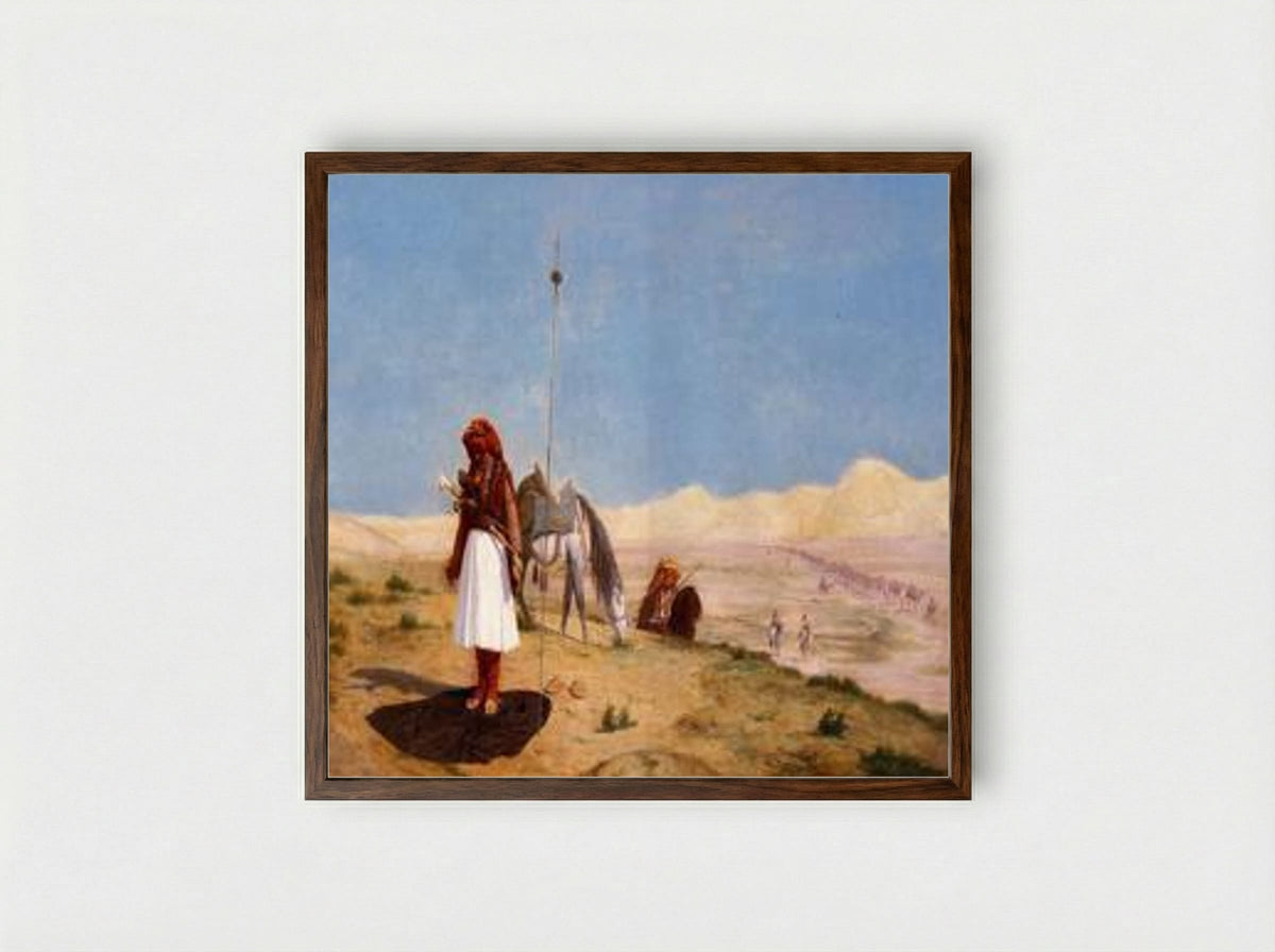 Albanian Warrior - Jean-Léon Gérôme - Framed Print Dark Wood