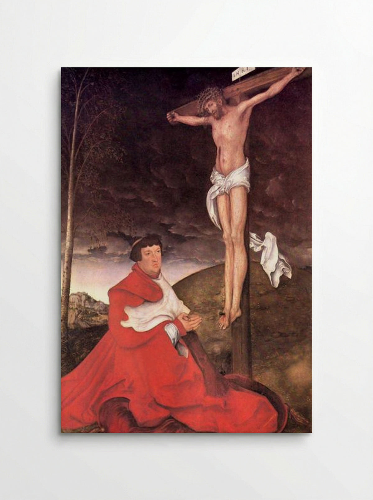 Albert, Cardinal Elector of Mainz at the foot of the Cross - Lucas Cranach the Elder - Poster