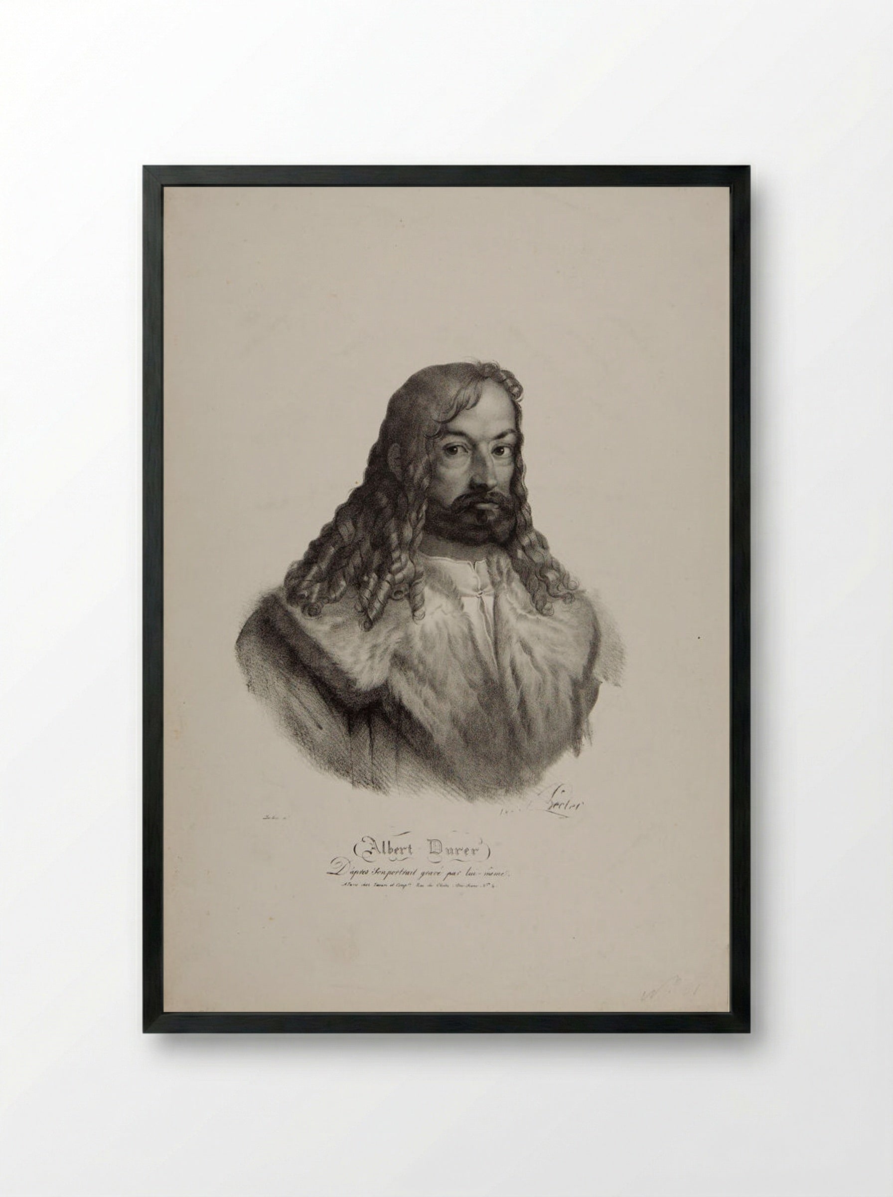 Albrecht Dürer (After Dürer's Self-Portrait) - Auguste Toussaint Lecler - Framed Print Black