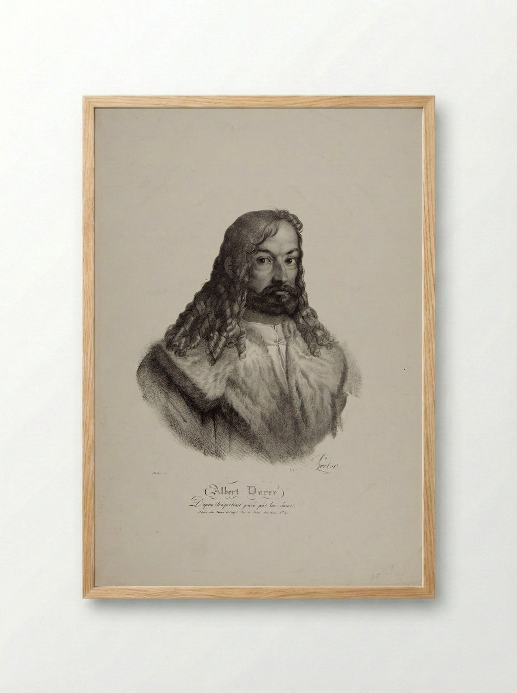 Albrecht Dürer (After Dürer's Self-Portrait) - Auguste Toussaint Lecler - Framed Print Wood