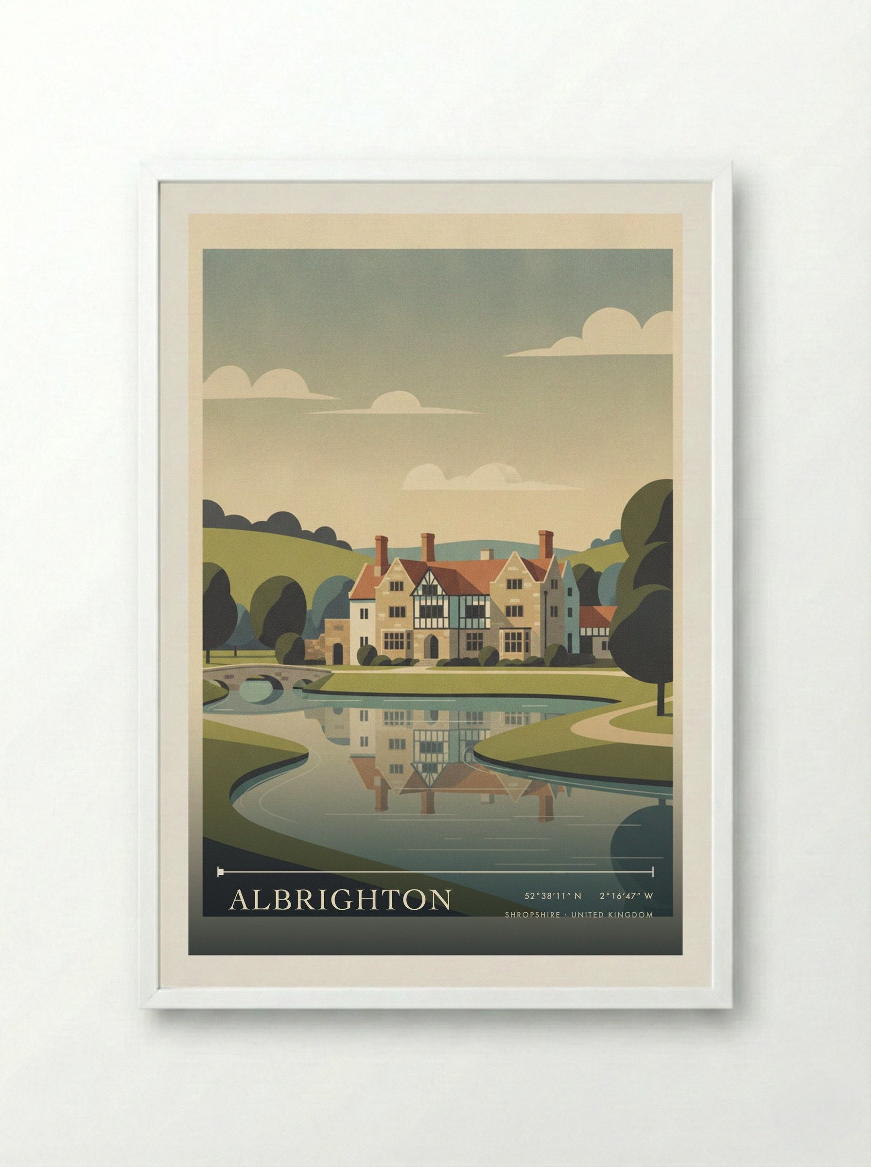 Albrighton Shropshire United Kingdom Travel Poster - Framed Print White