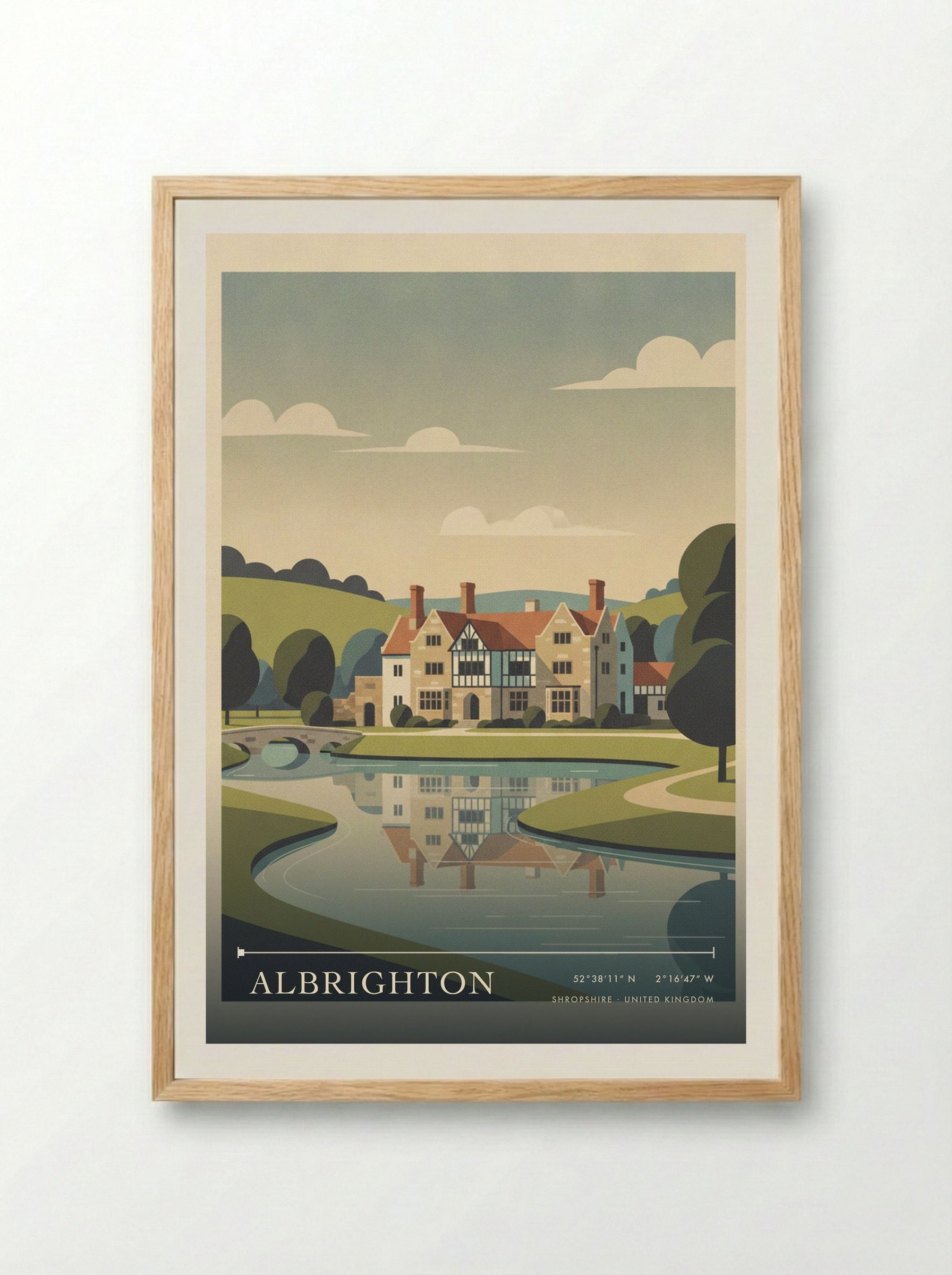 Albrighton Shropshire United Kingdom Travel Poster - Framed Print Wood