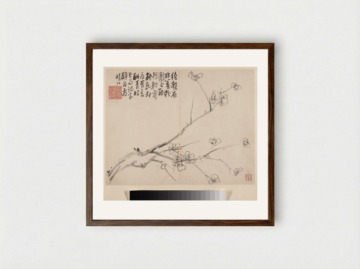 Album of Blossoming Plum - Li Fangying - Framed Print Dark Wood